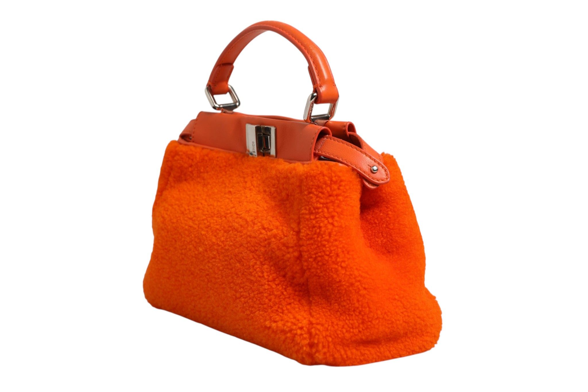 Leather and Shearling Mini Peekaboo Top Handle Women's Bag (Pre-Owned) - Fendi - Modalova