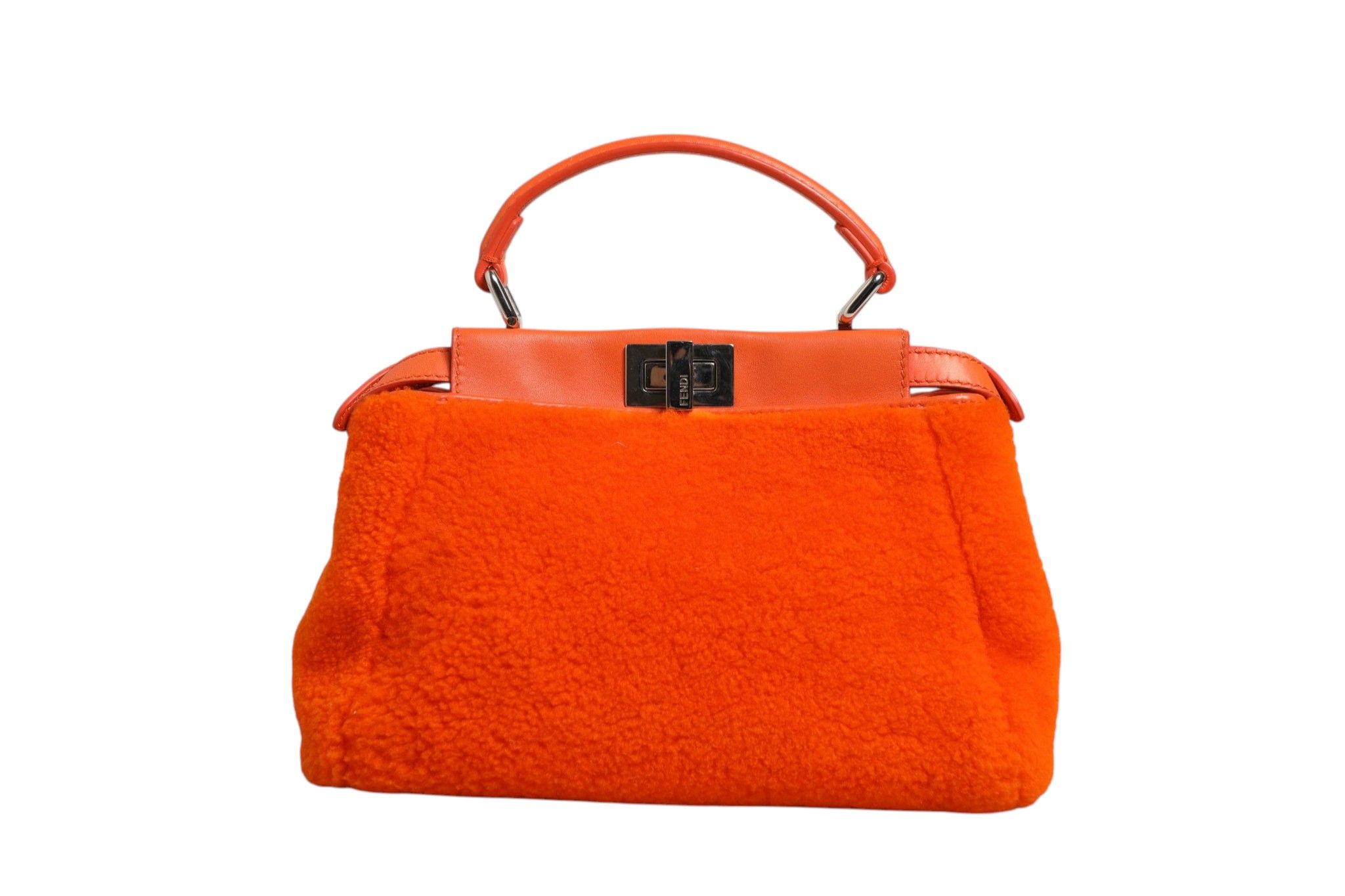 Leather and Shearling Mini Peekaboo Top Handle Women's Bag (Pre-Owned) - Fendi - Modalova