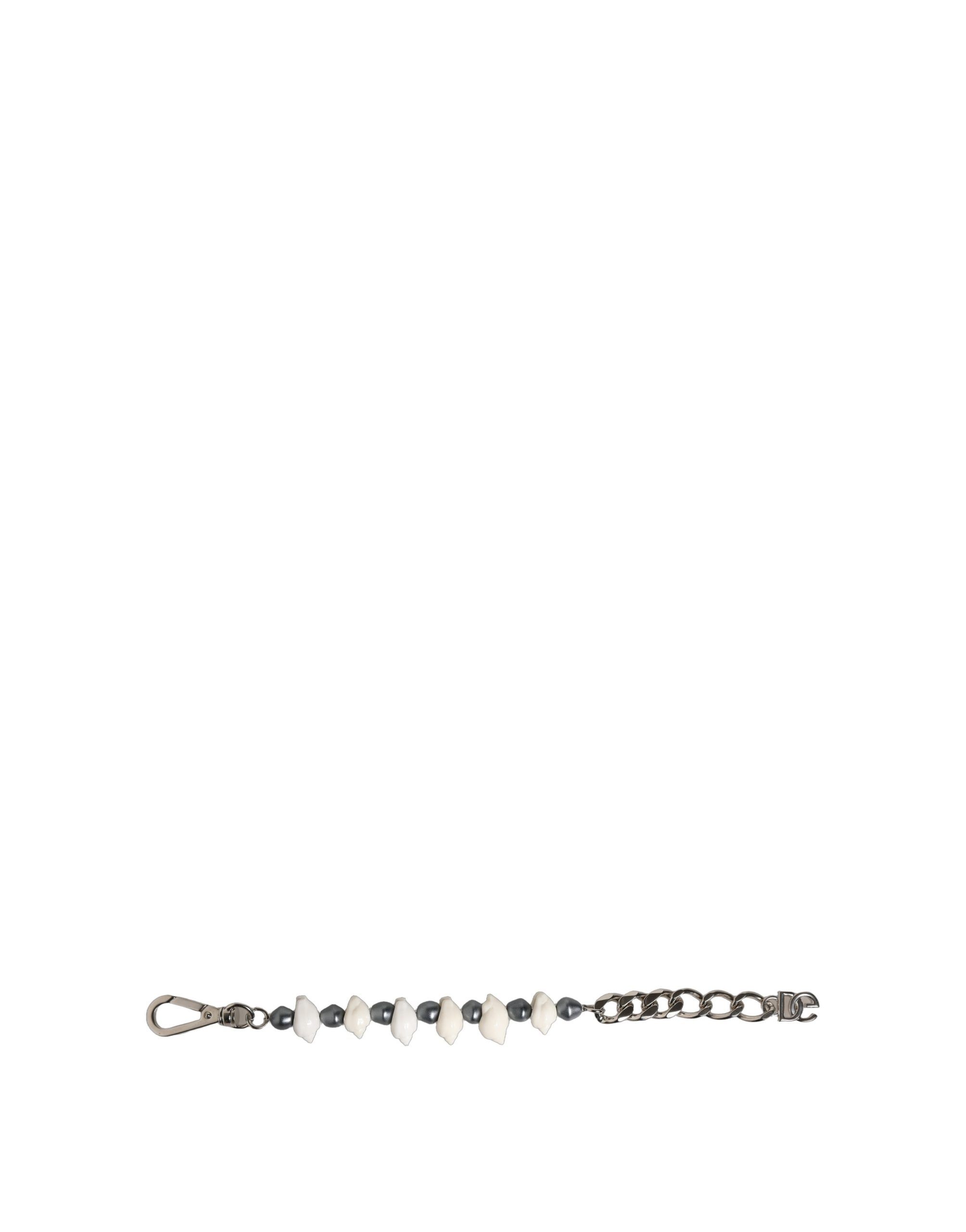 Silver Tone Brass Beaded Shell DG Logo Pendant Women's Bracelet - Dolce & Gabbana - Modalova