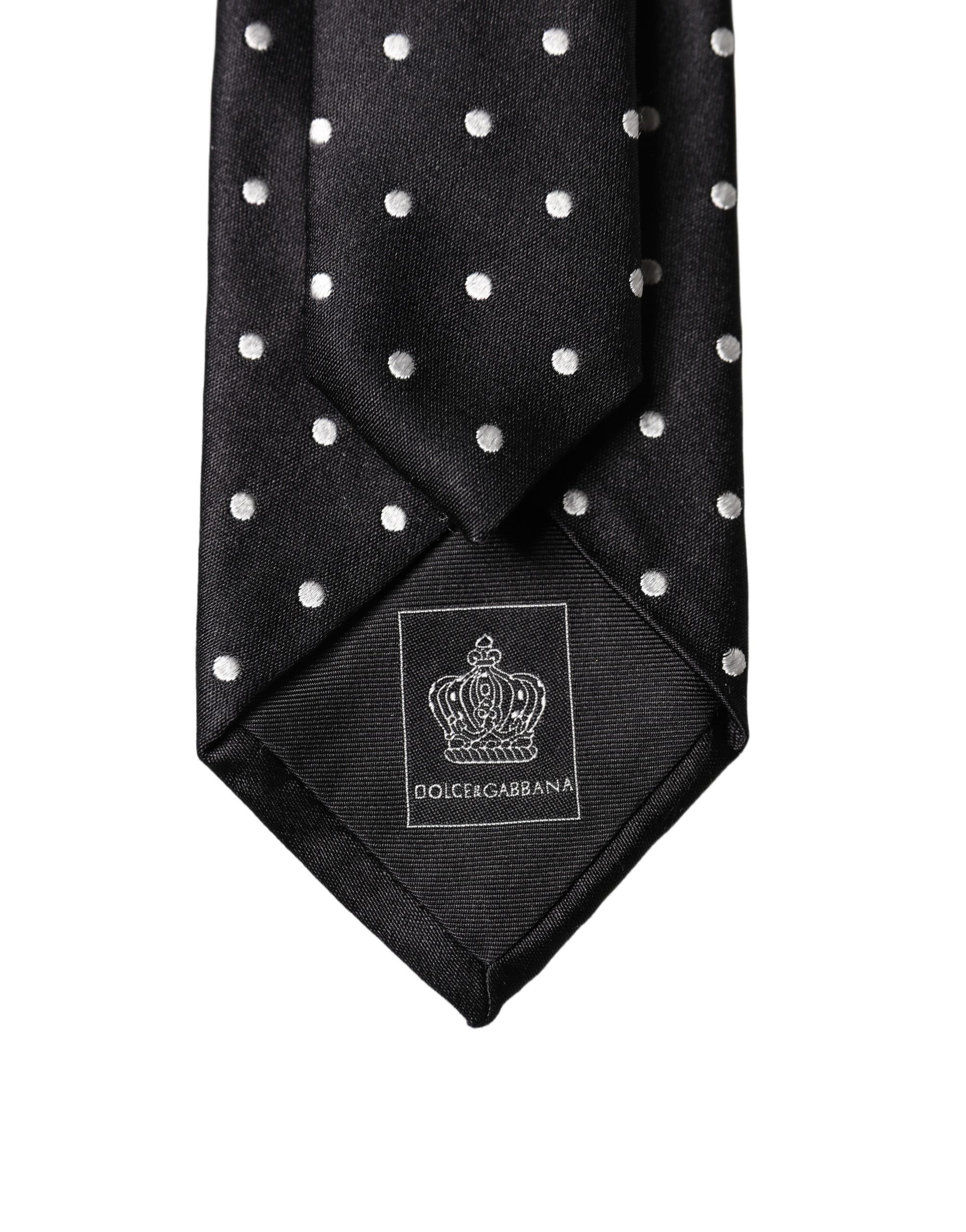 White Polka Dots Silk Adjustable Men NeckMen's Men's Tie - Dolce & Gabbana - Modalova
