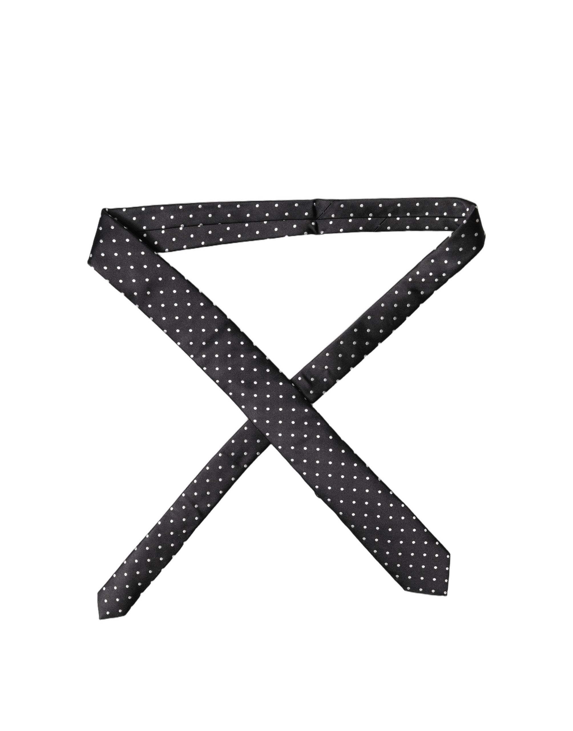 White Polka Dots Silk Adjustable Men NeckMen's Men's Tie - Dolce & Gabbana - Modalova