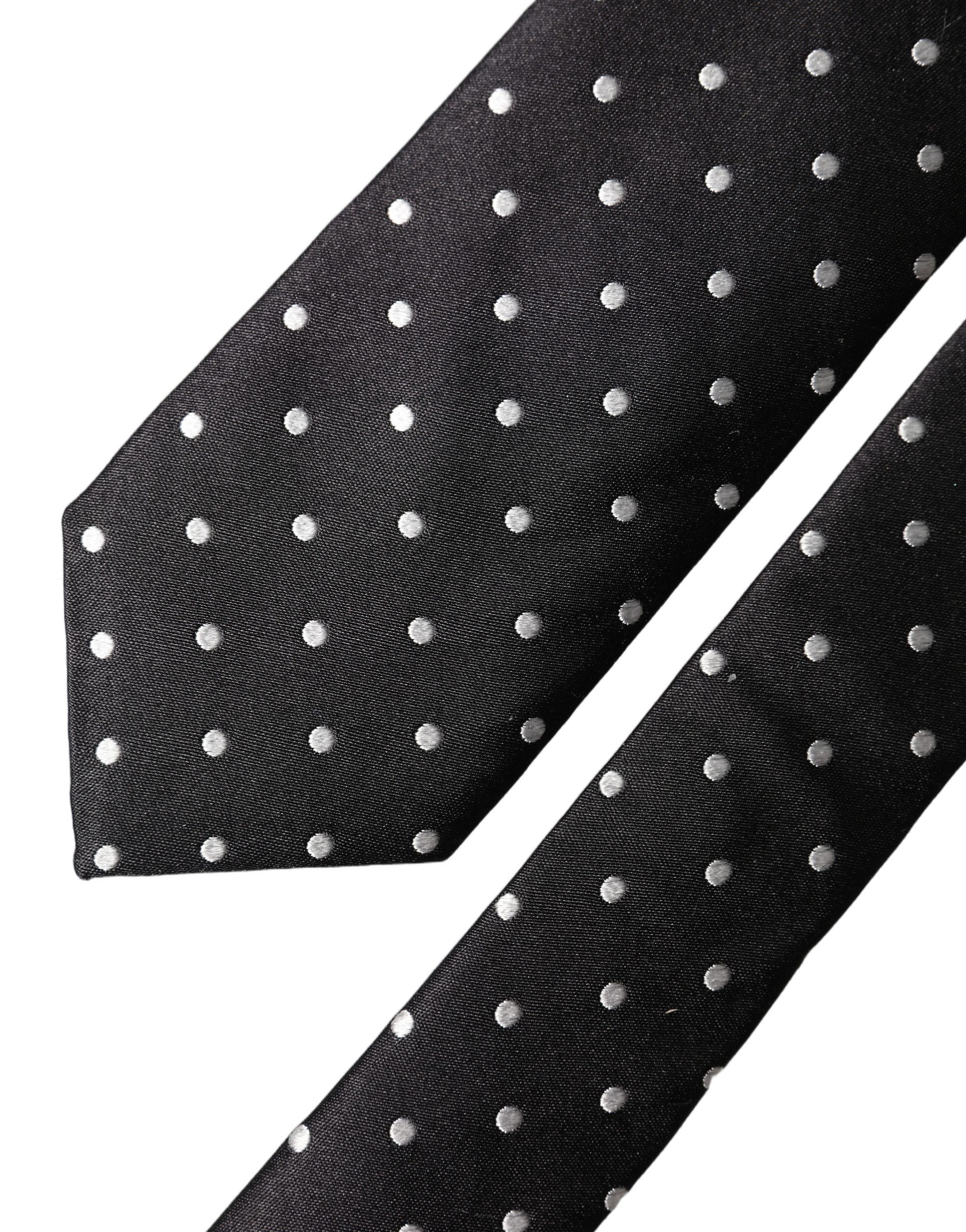 White Polka Dots Silk Adjustable Men NeckMen's Men's Tie - Dolce & Gabbana - Modalova