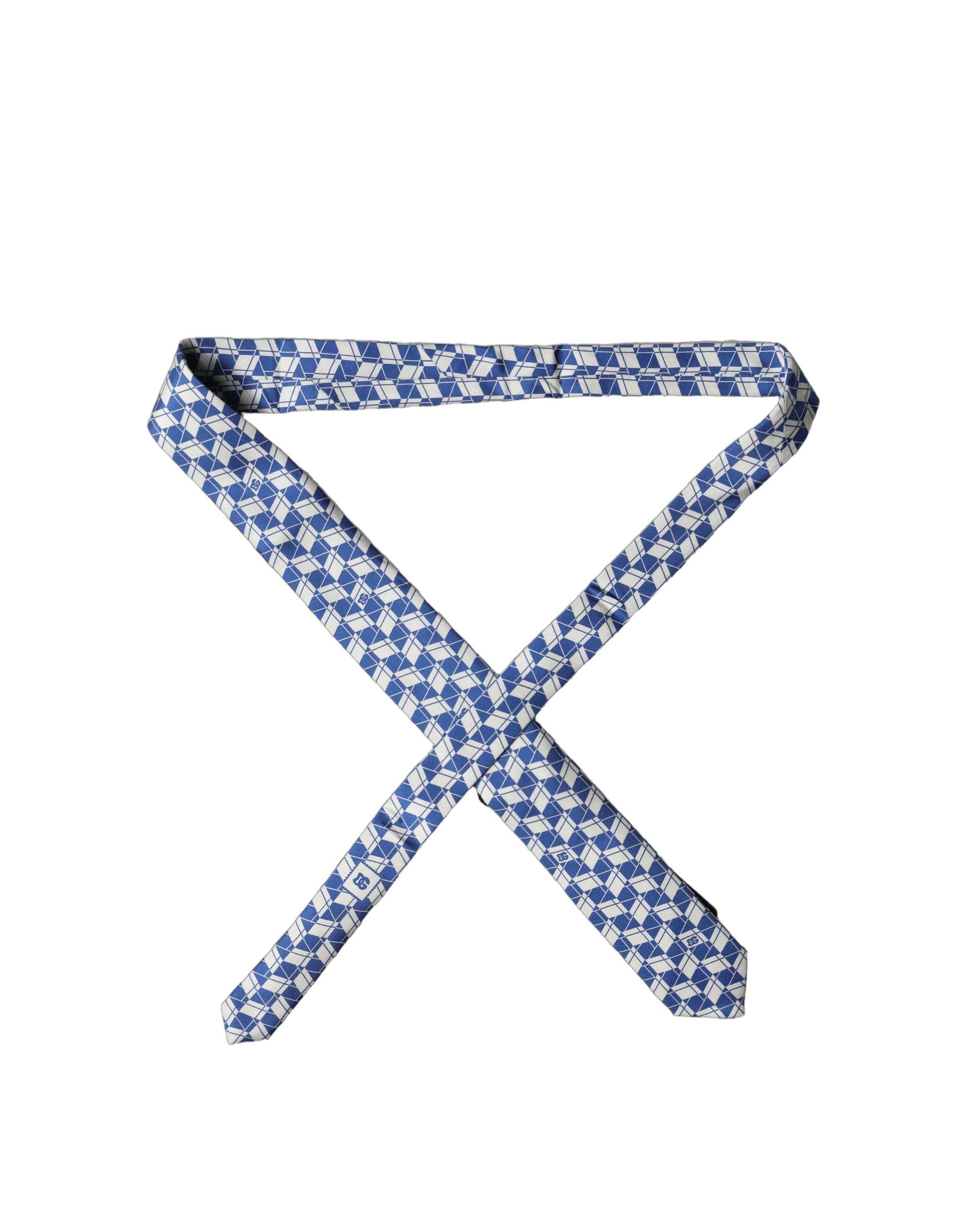 White Geometric Silk Adjustable Men Men'sd NeckMen's Men's Tie - Dolce & Gabbana - Modalova