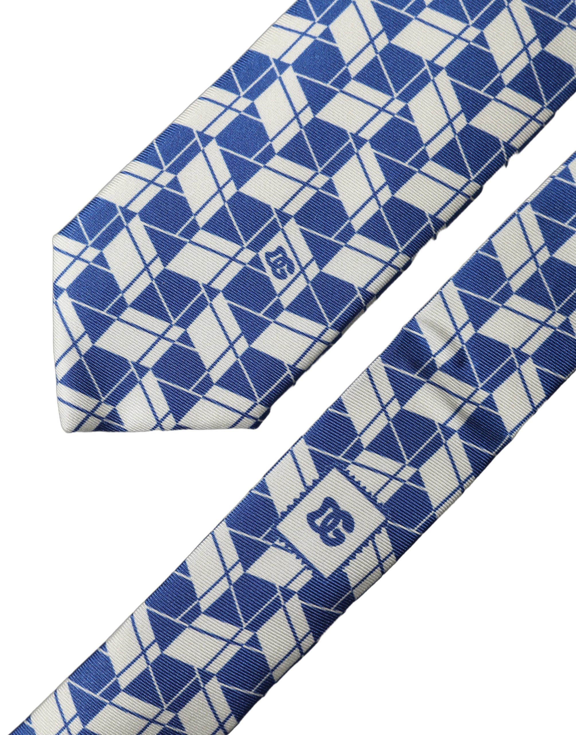 White Geometric Silk Adjustable Men Men'sd NeckMen's Men's Tie - Dolce & Gabbana - Modalova