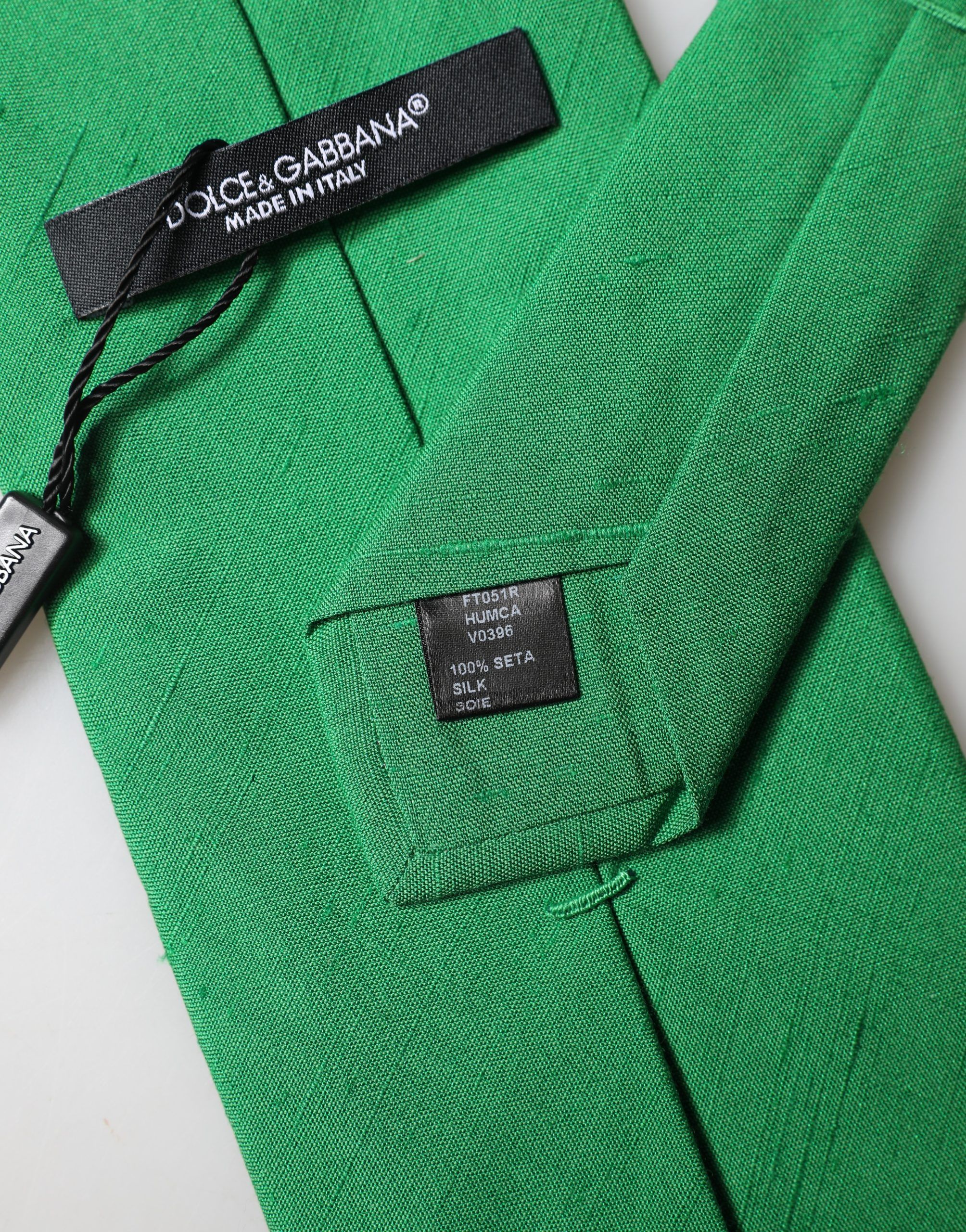 Green Solid Silk Cotton Adjustable Women NeckWomen's Women's Tie - Dolce & Gabbana - Modalova