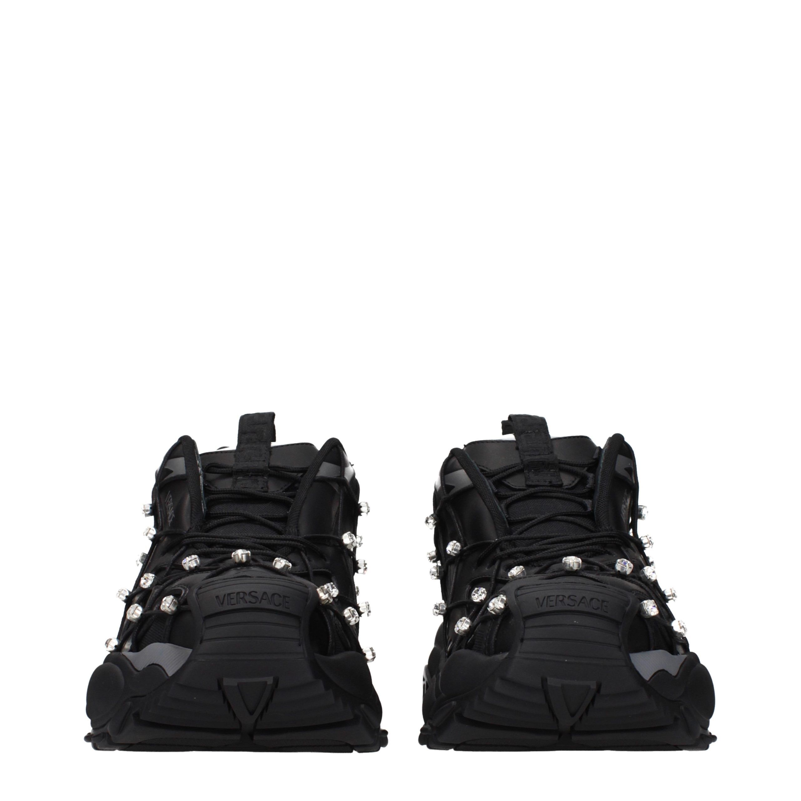 Versace Black Fabric Men's Sneakers - Versace - Modalova