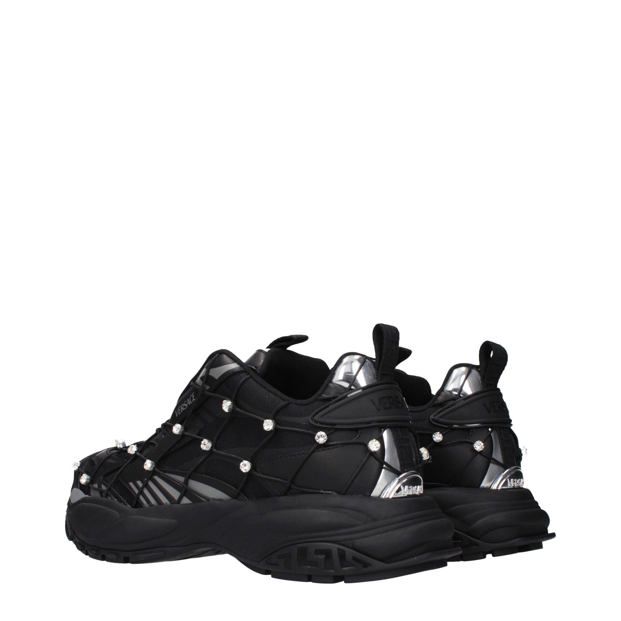 Versace Black Fabric Men's Sneakers - Versace - Modalova