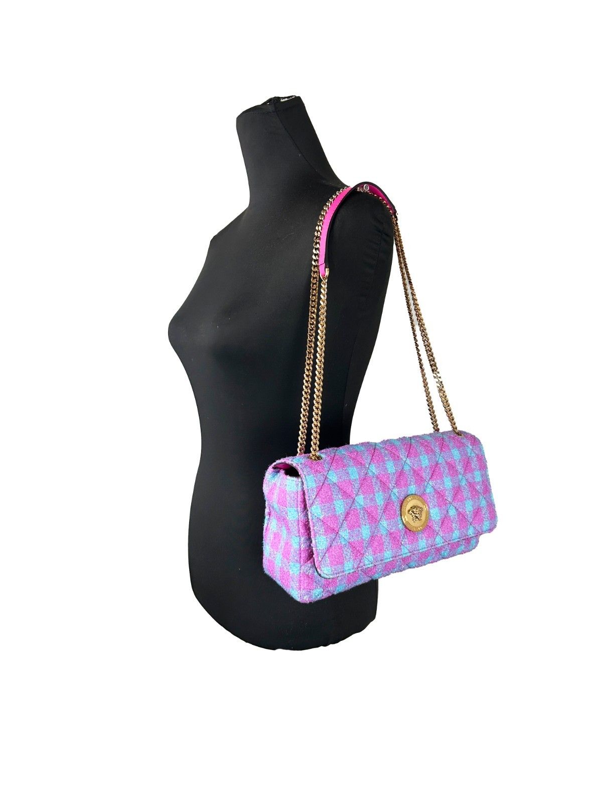 Wool Lurex Medium Shoulder Crossbody Women's Bag - Versace - Modalova