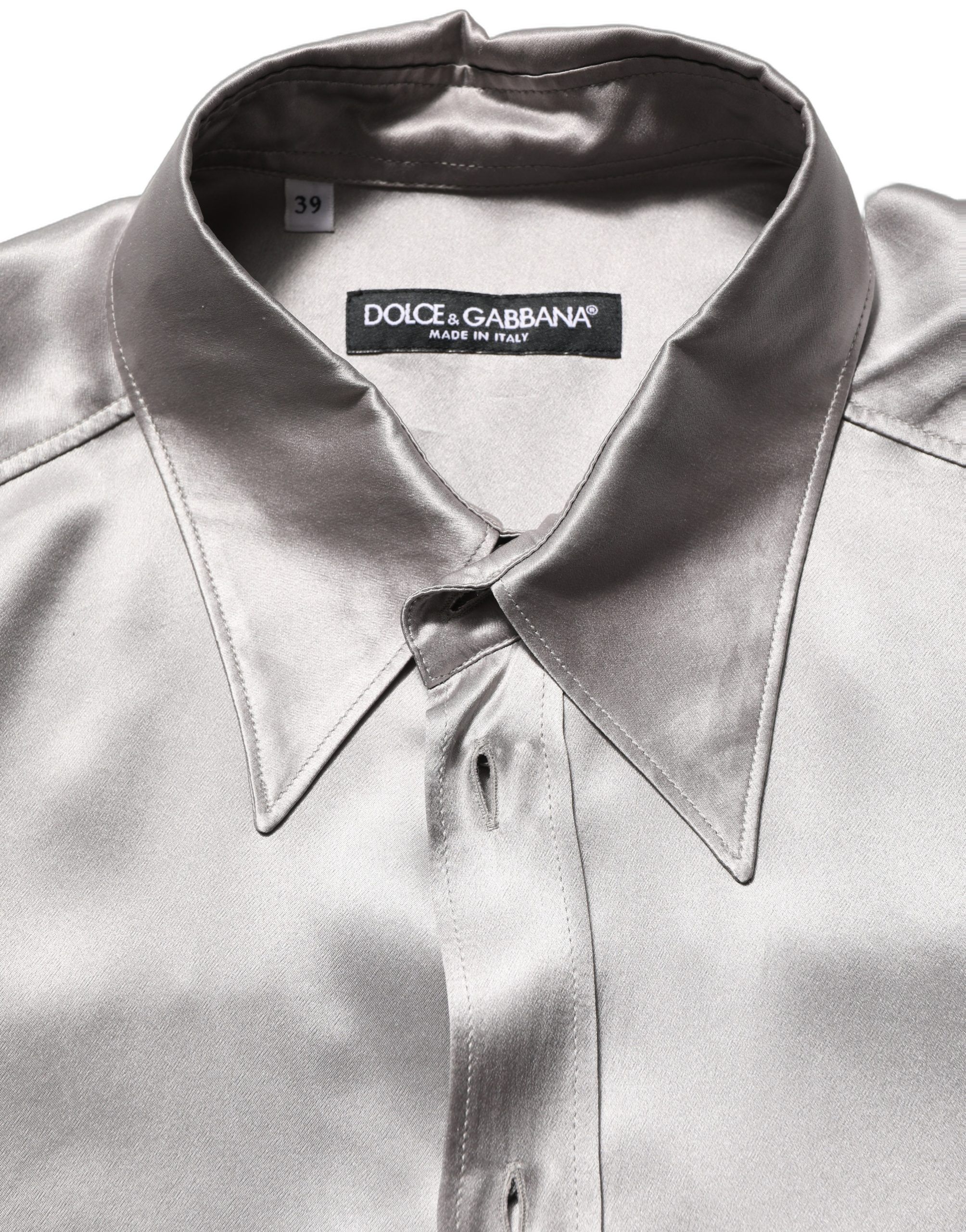 Metallic Grey Satin Silk Formal Dress Men's Shirt (Pre-Owned) - Dolce & Gabbana - Modalova