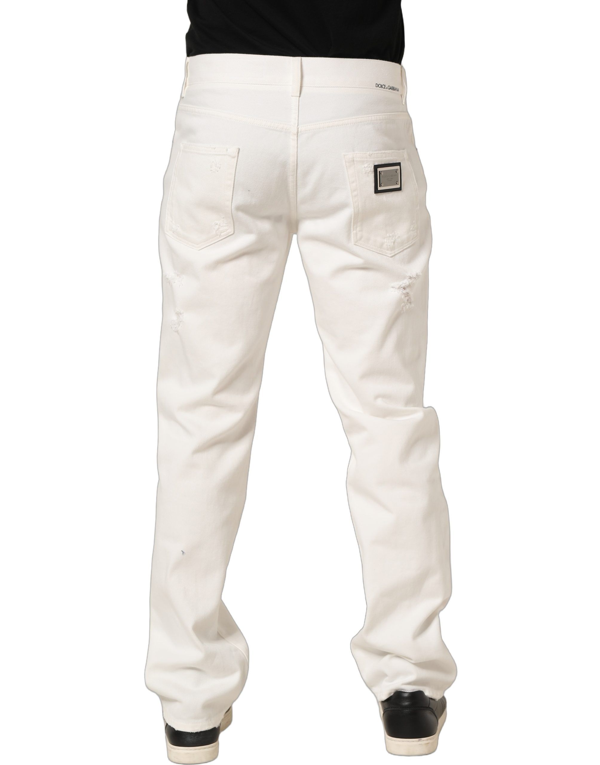 Cotton Distressed Straight Denim Men's Jeans - Dolce & Gabbana - Modalova