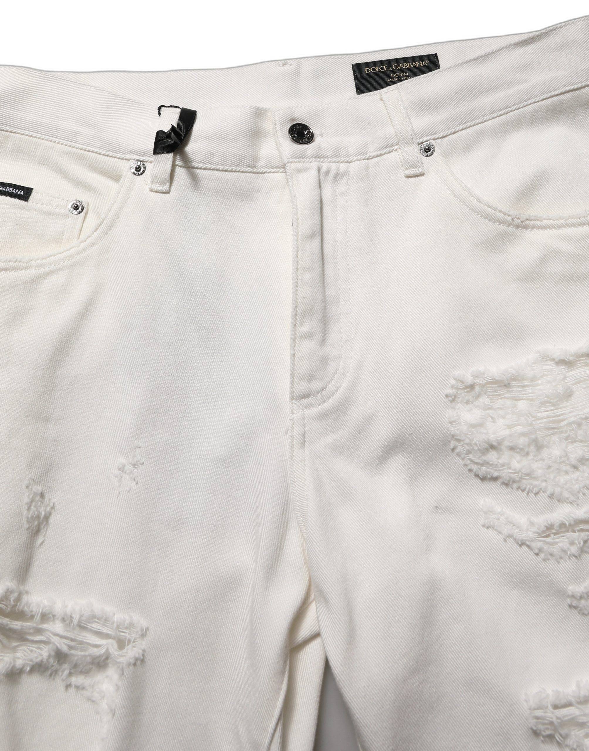 Cotton Distressed Straight Denim Men's Jeans - Dolce & Gabbana - Modalova