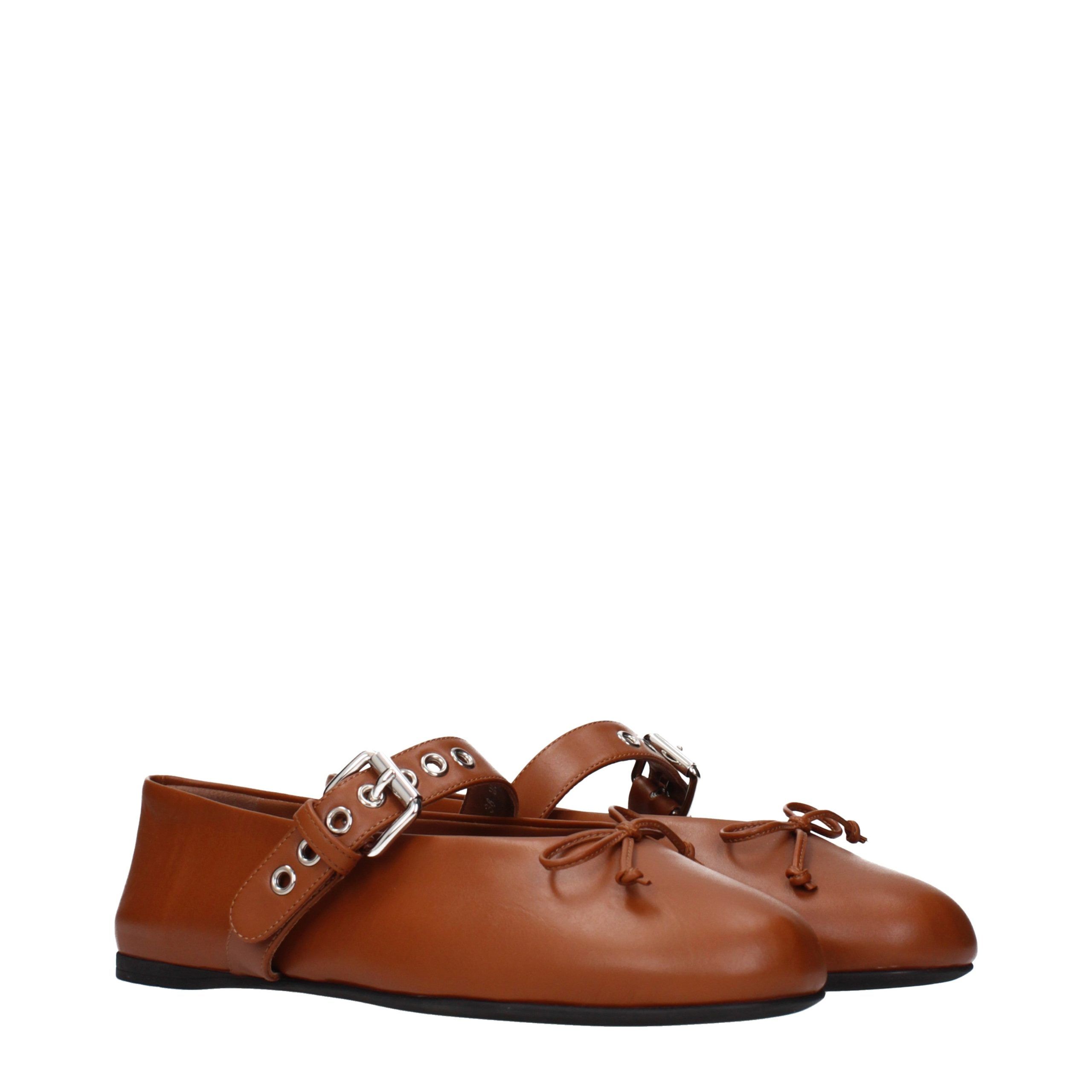 Leather Ballet Women's Flats - Miu Miu - Modalova
