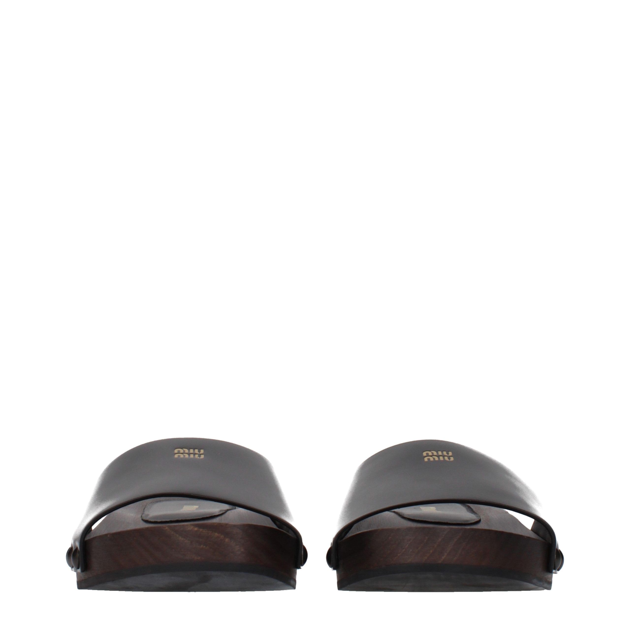 Leather Women's Slippers - Miu Miu - Modalova