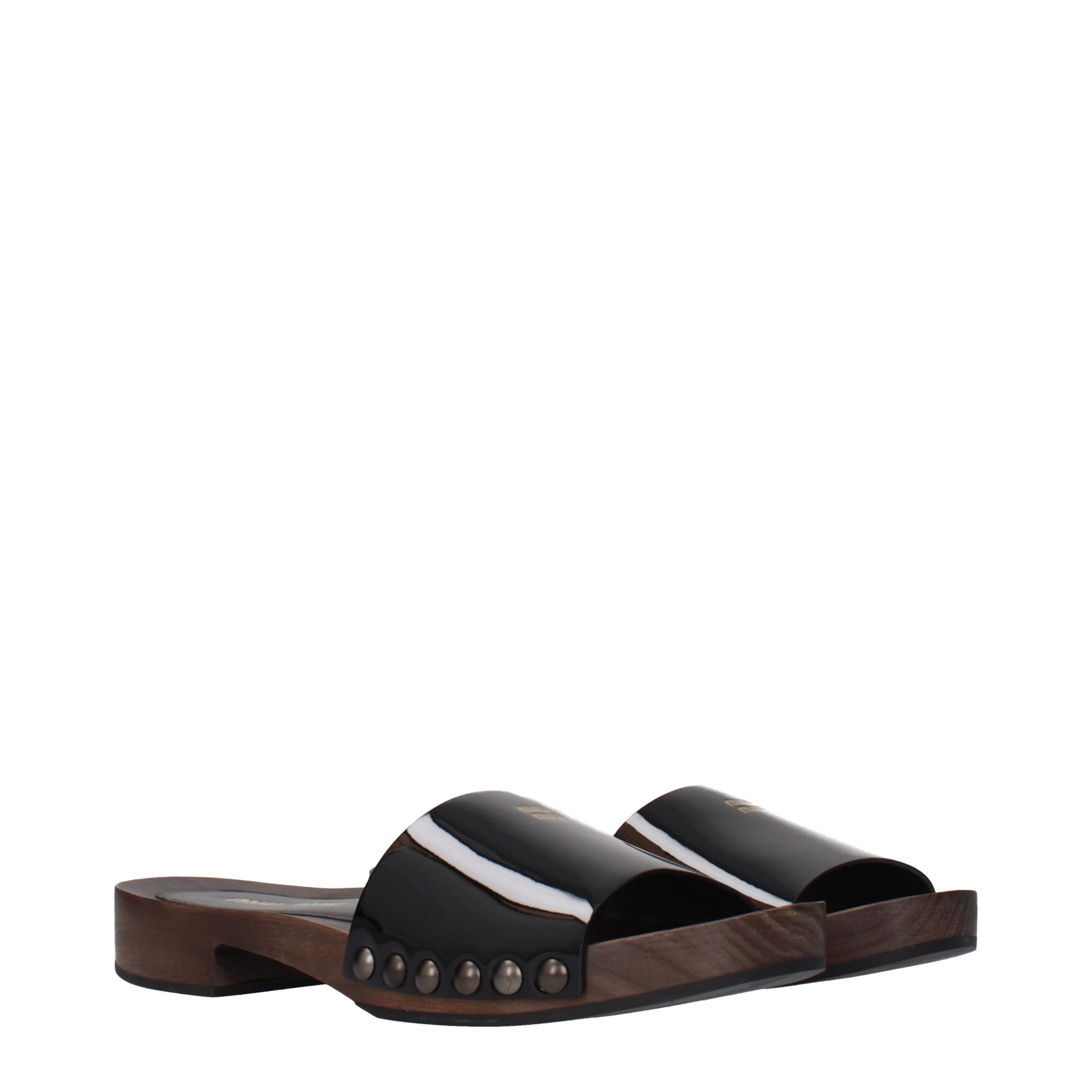 Leather Women's Slippers - Miu Miu - Modalova