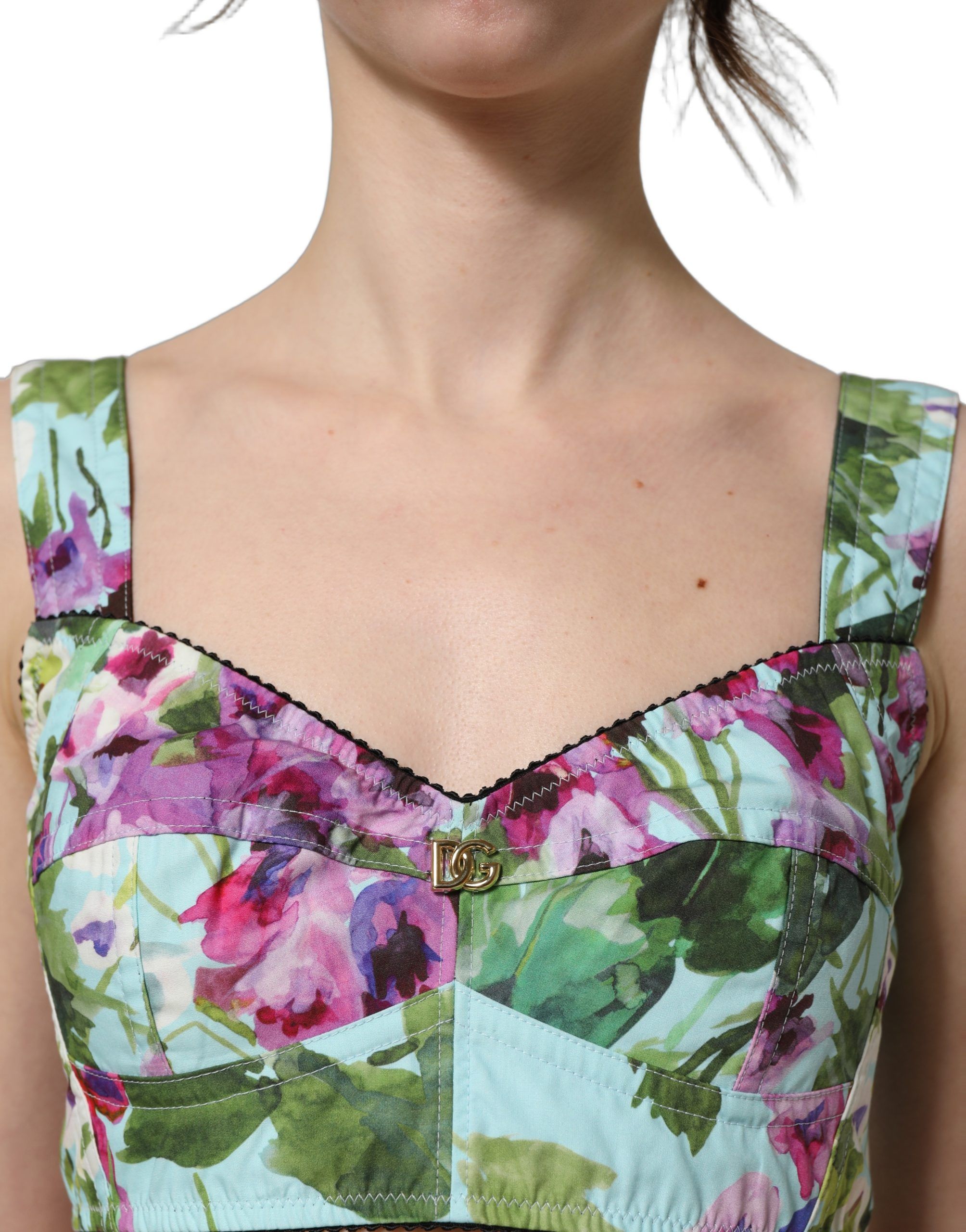 Floral Cropped Bustier Tank Women's Top - Dolce & Gabbana - Modalova