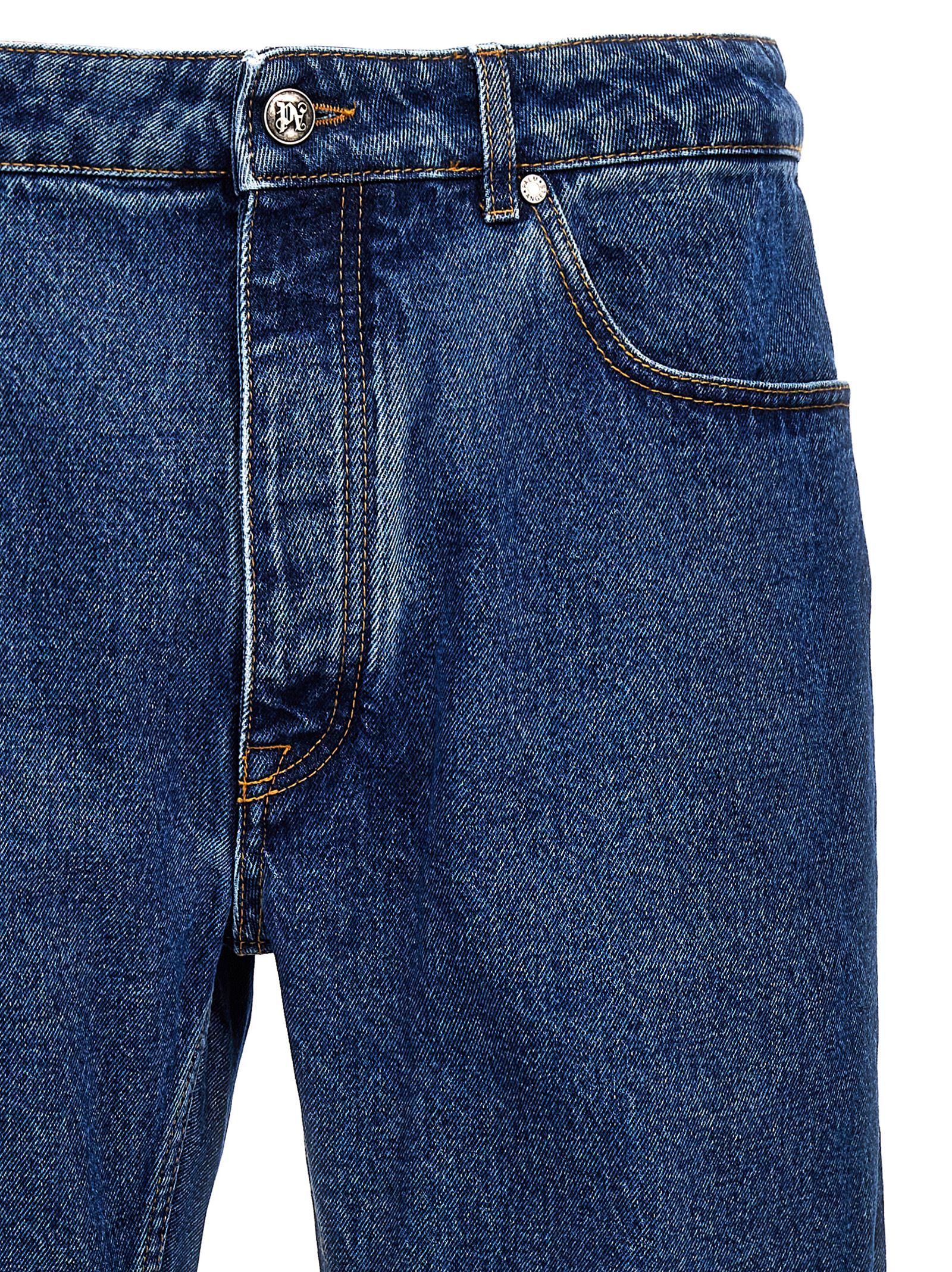 Cotton Straight-Leg Men's Jeans - Palm Angels - Modalova