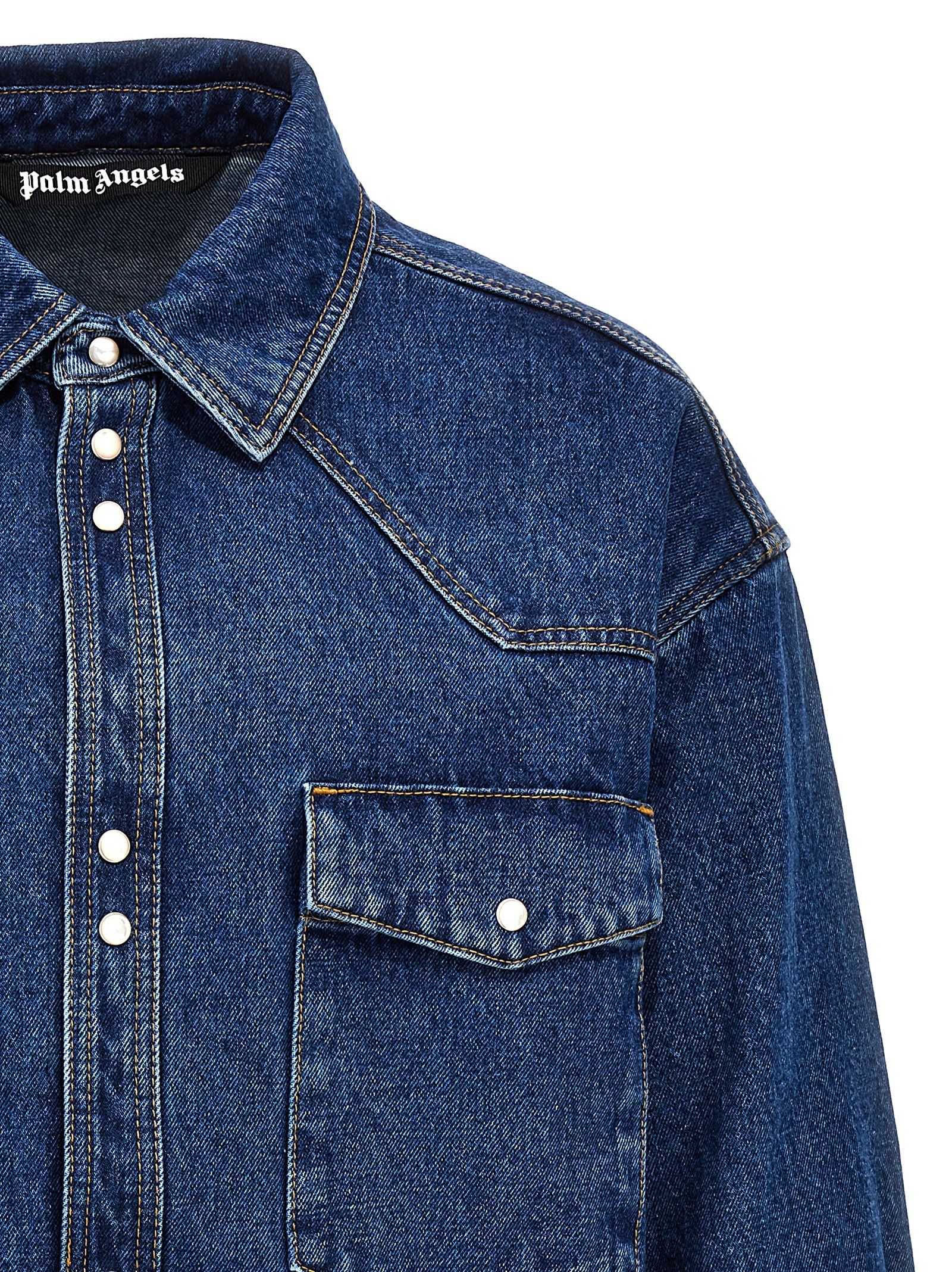 Polyester Denim Men's Jacket - Palm Angels - Modalova