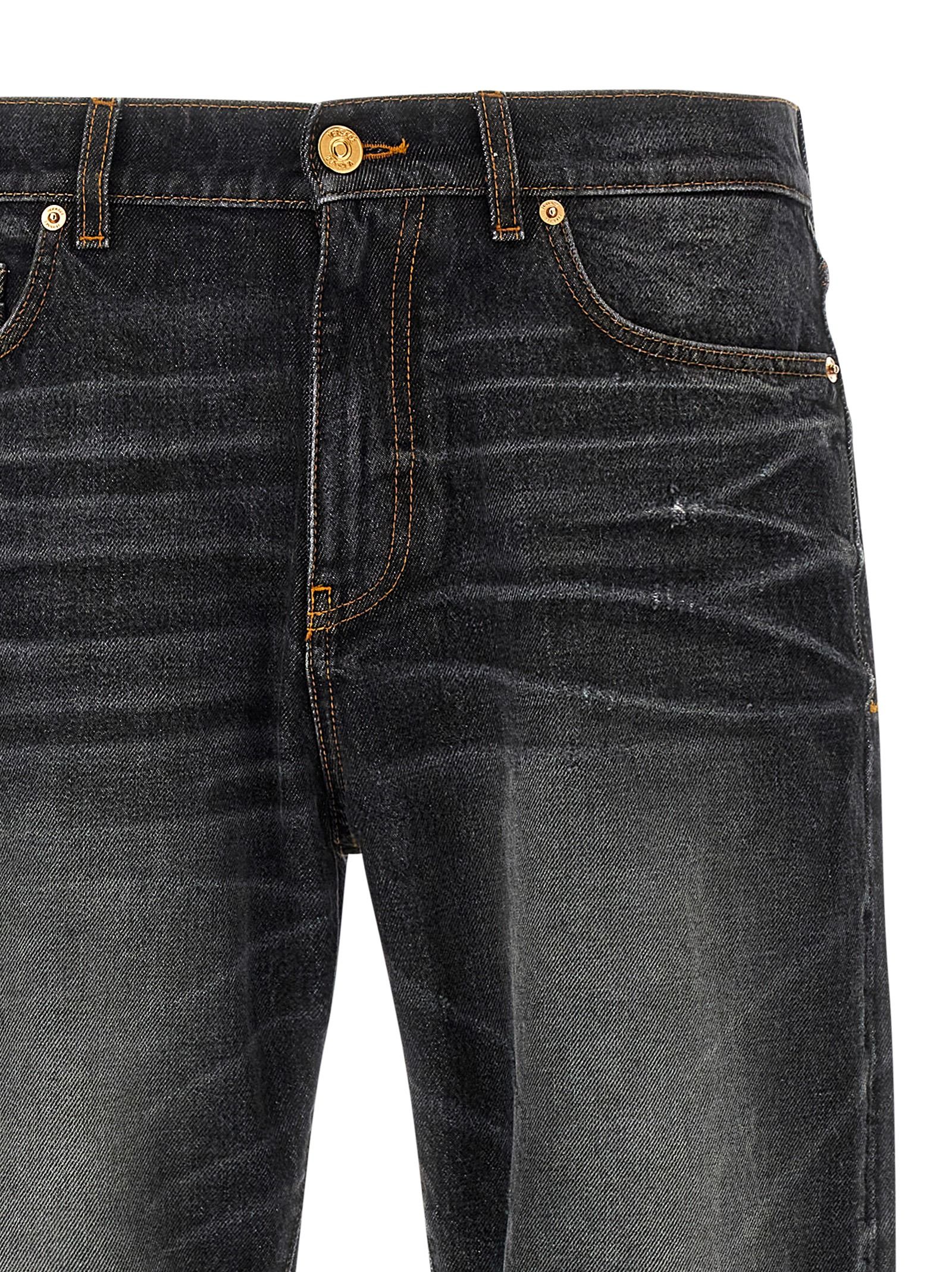 Cotton Straight-Leg Men's Jeans - Versace - Modalova