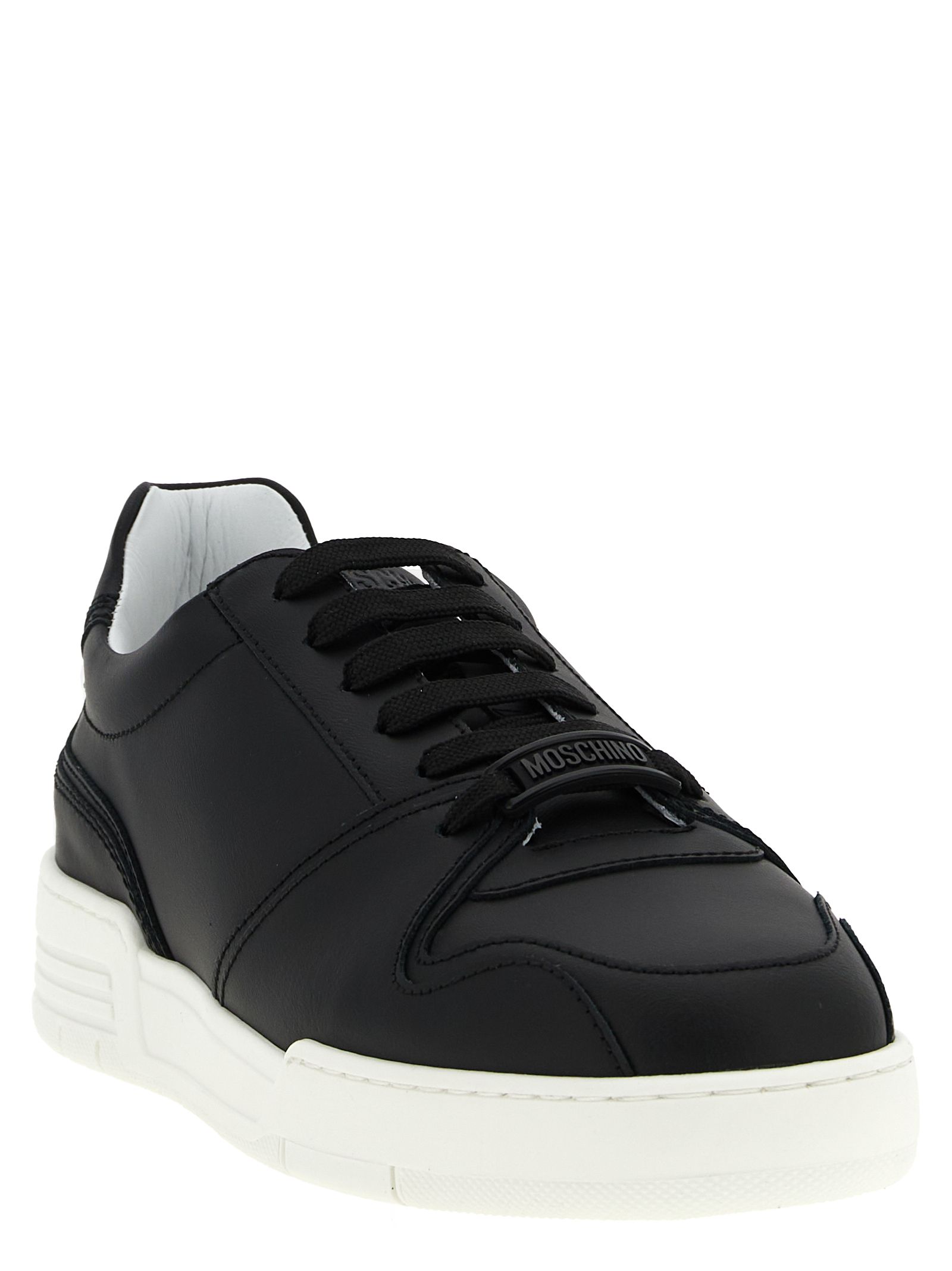 Leather Low Top Men's Sneakers - Moschino - Modalova