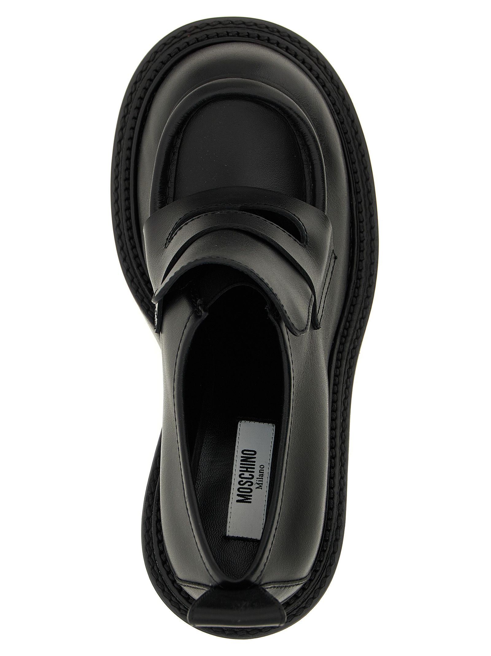 Leather Platform Women's Loafers - Moschino - Modalova
