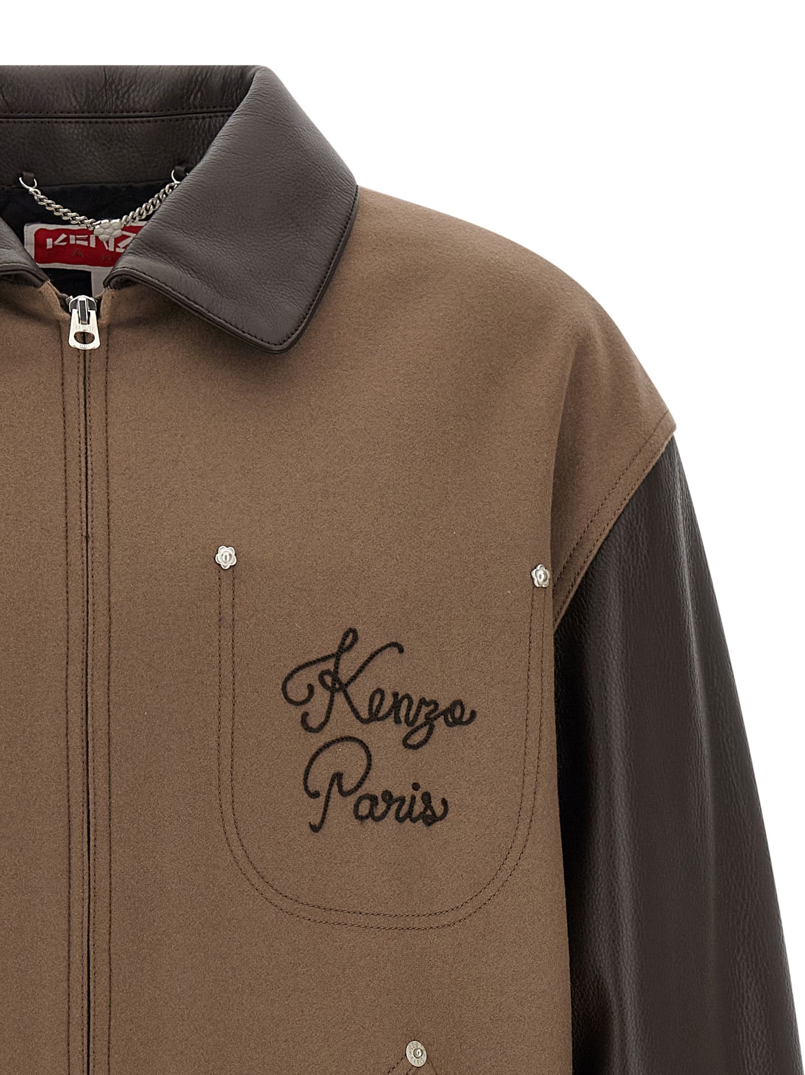 Virgin Wool Leather Men's Jacket - Kenzo - Modalova