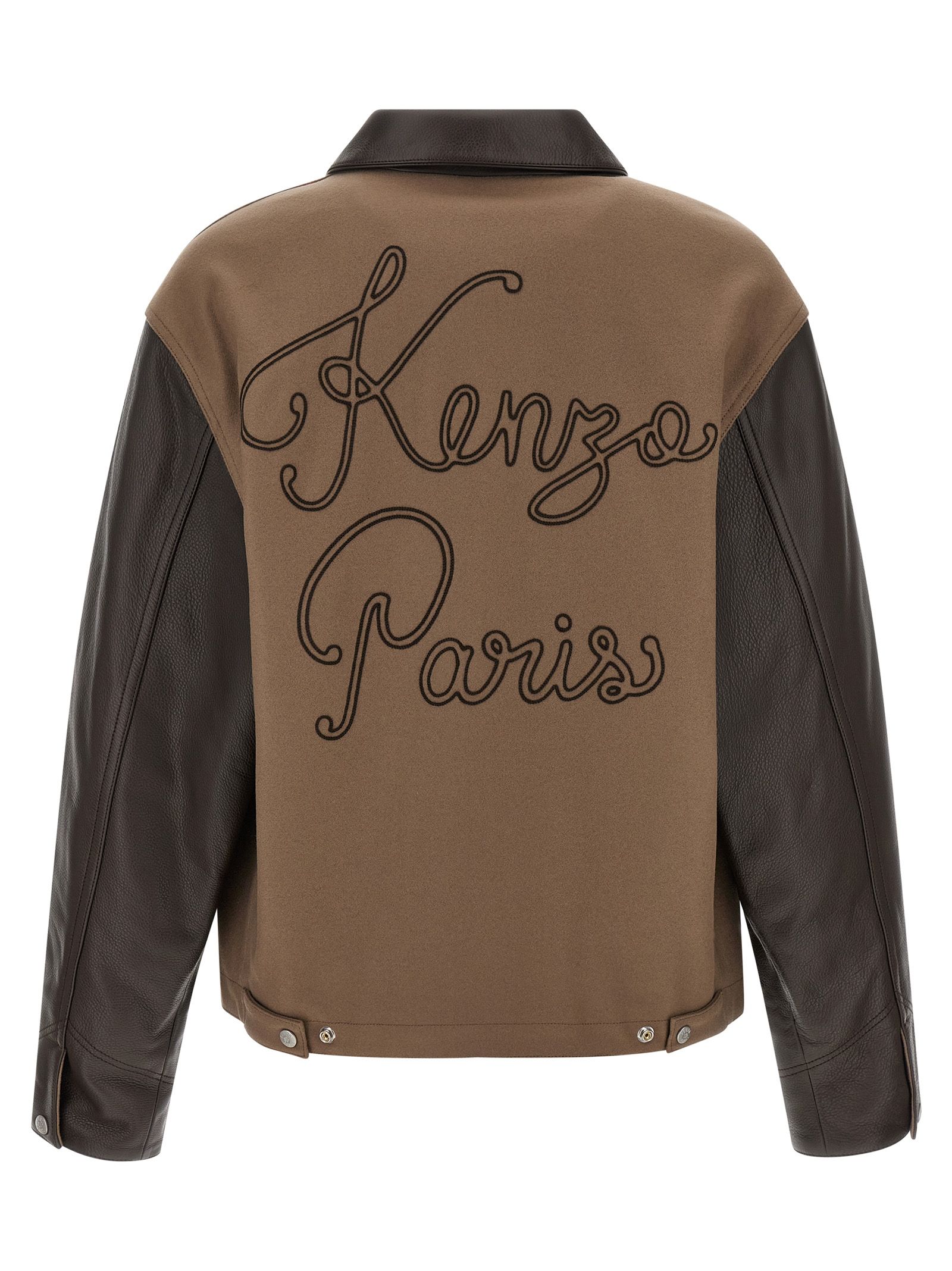 Virgin Wool Leather Men's Jacket - Kenzo - Modalova
