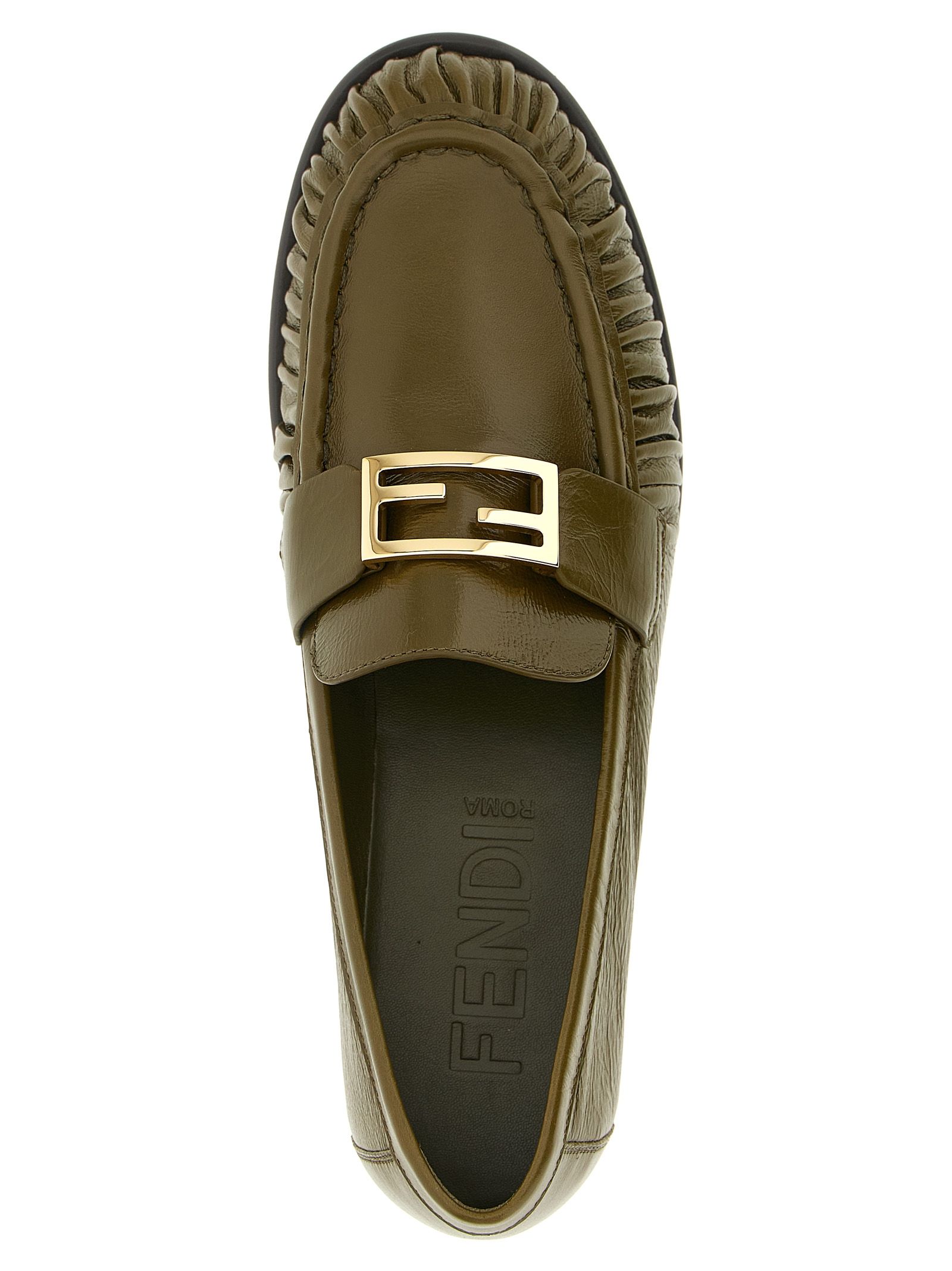 Lamb Leather Slip-On Women's Loafers - Fendi - Modalova