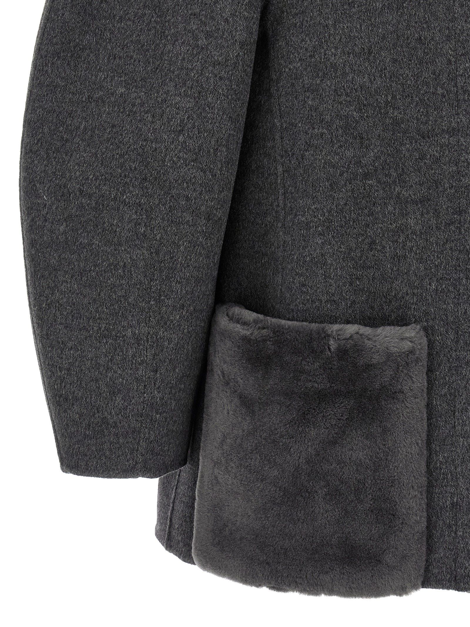 Fendi Gray Virgin Wool Women's Coat - Fendi - Modalova