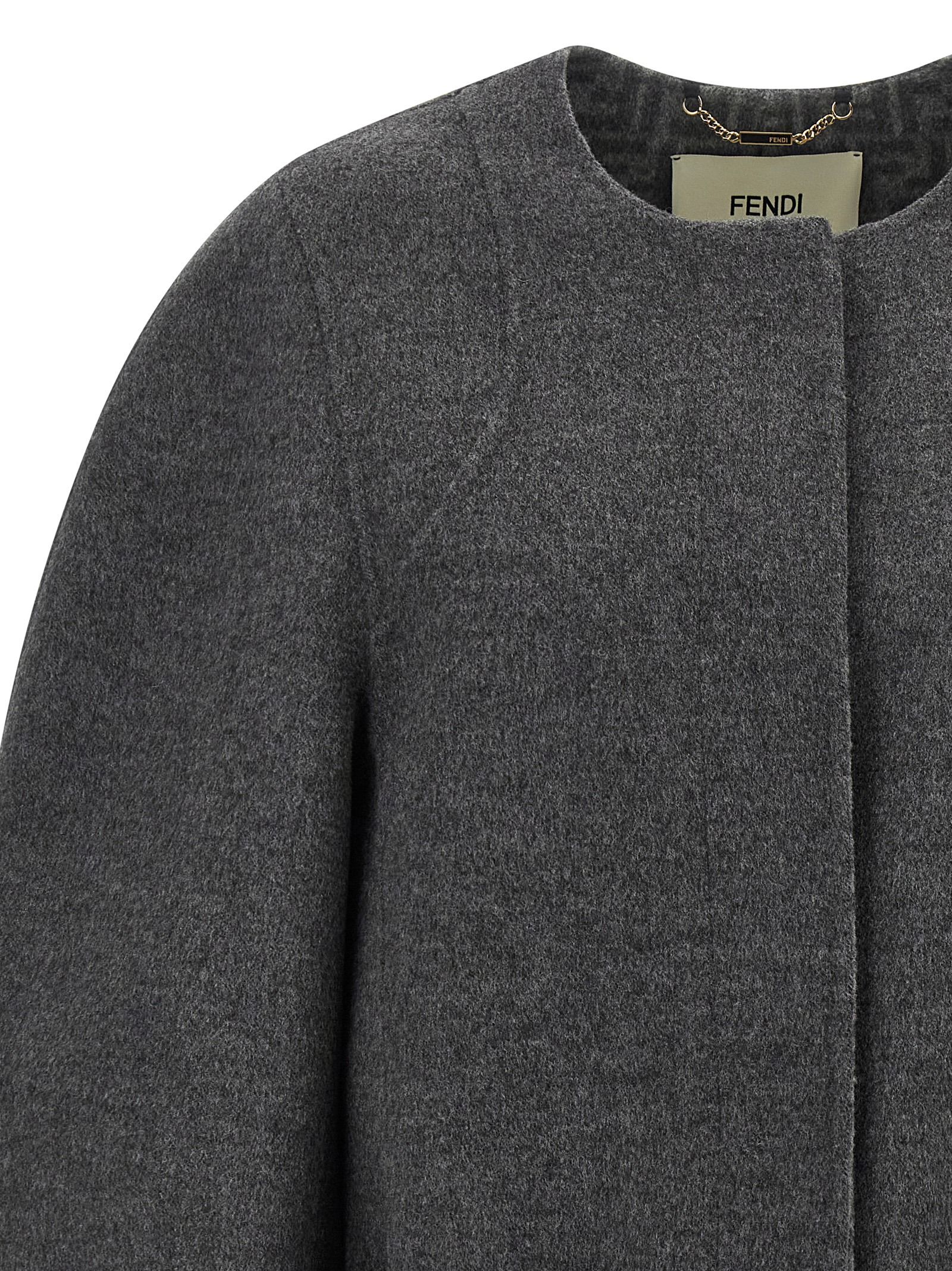 Fendi Gray Virgin Wool Women's Coat - Fendi - Modalova