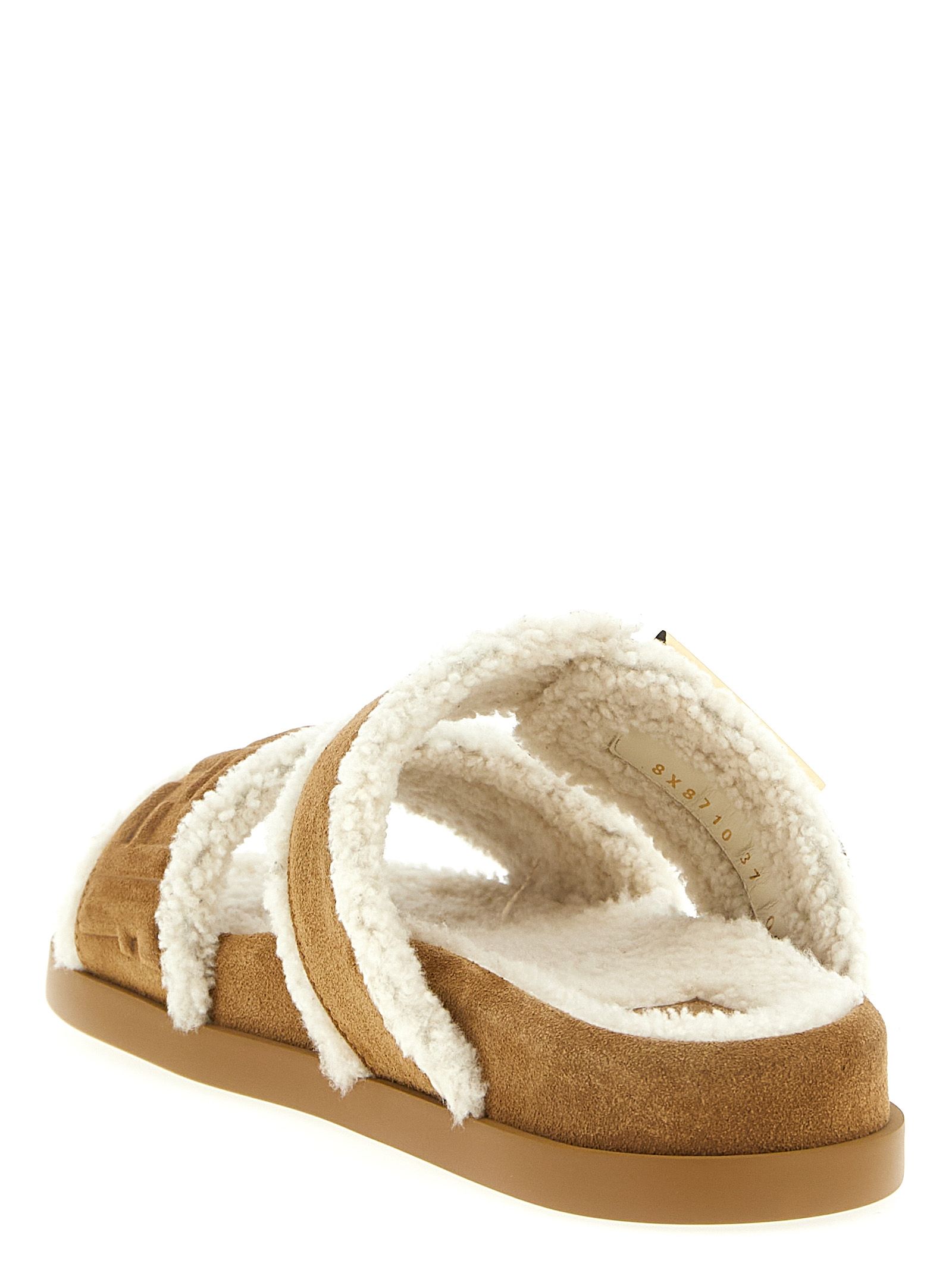 Fendi Beige Calfskin Women's Slides - Fendi - Modalova