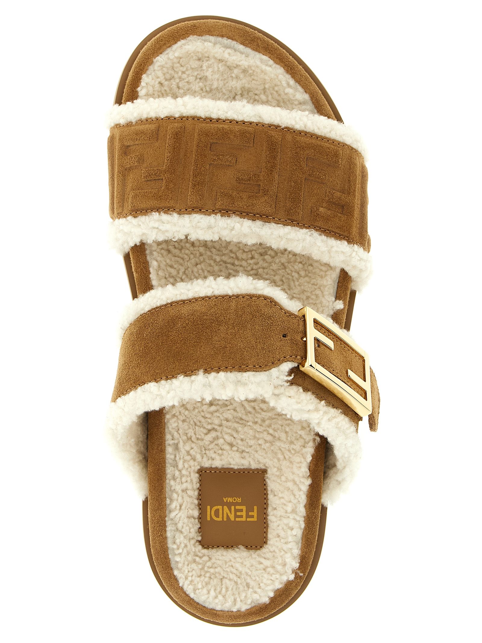 Fendi Beige Calfskin Women's Slides - Fendi - Modalova