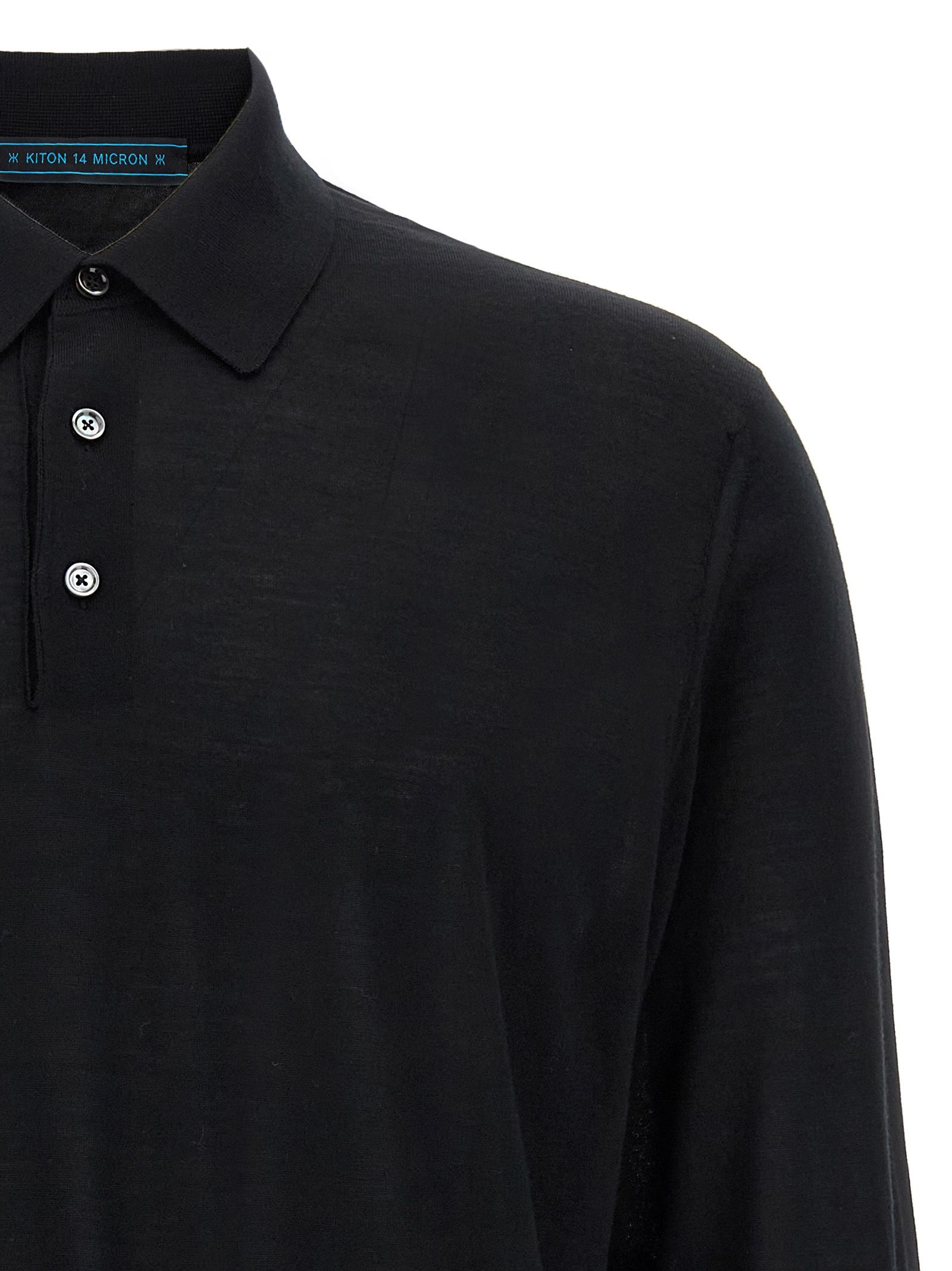 Kiton Black Wool Polo Men's Shirt - Kiton - Modalova