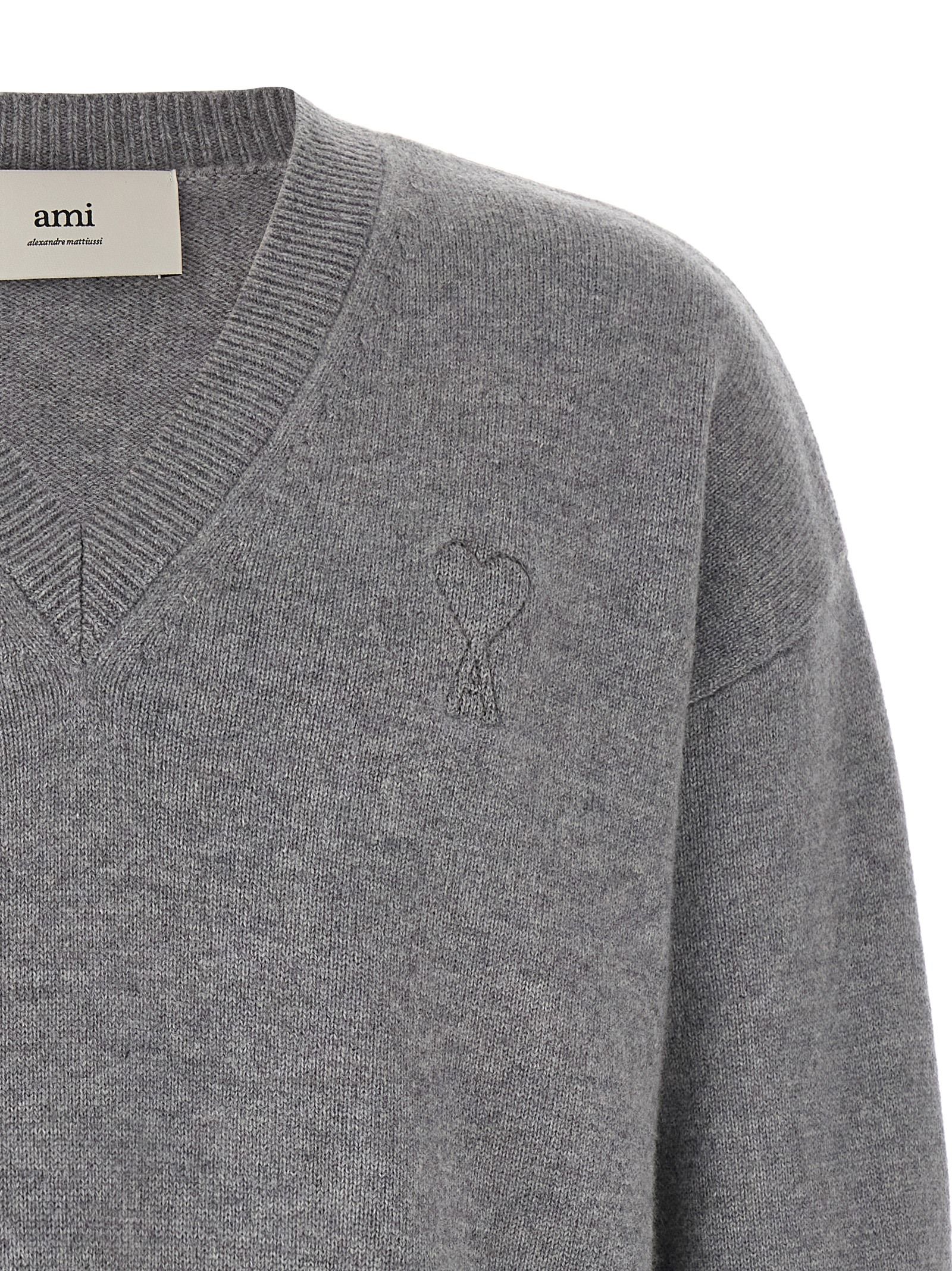 Ami Paris Gray Wool Men's Cardigan - Ami Paris - Modalova