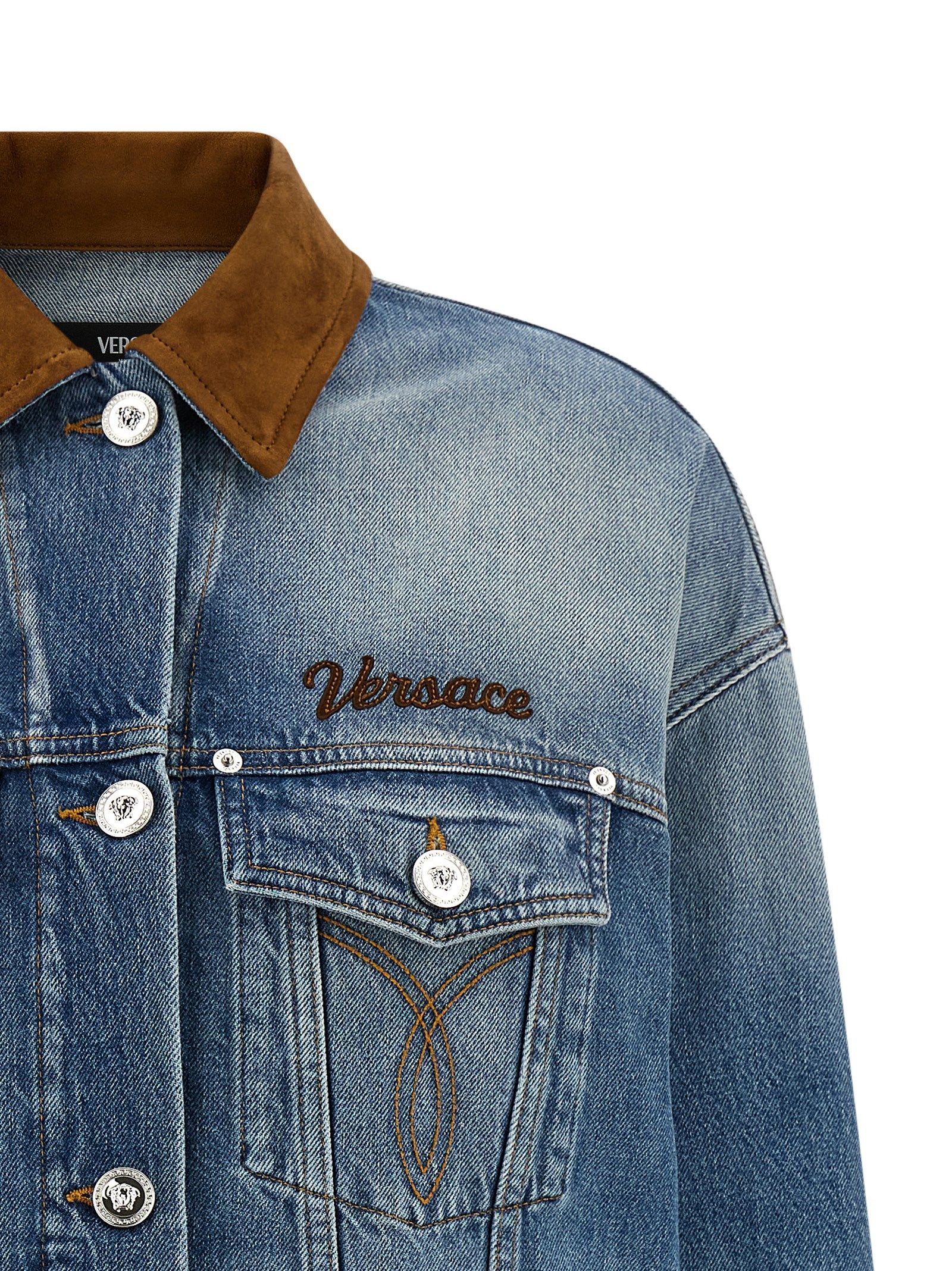 Cotton Denim Women's Jacket - Versace - Modalova