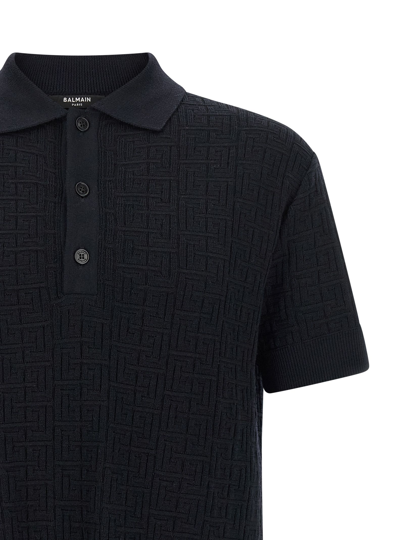 Balmain Blue Wool Polo Men's Shirt - Balmain - Modalova