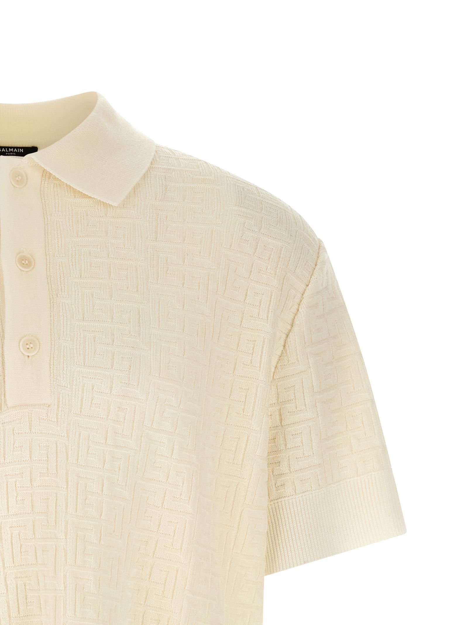 Balmain White Wool Polo Men's Shirt - Balmain - Modalova