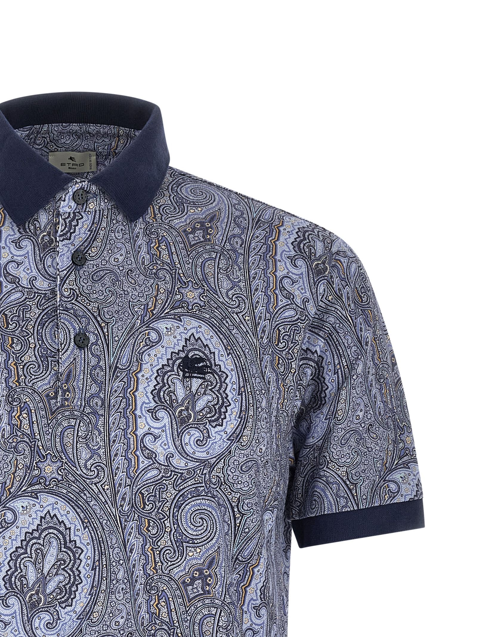 Etro Blue Cotton Polo Men's Shirt - Etro - Modalova
