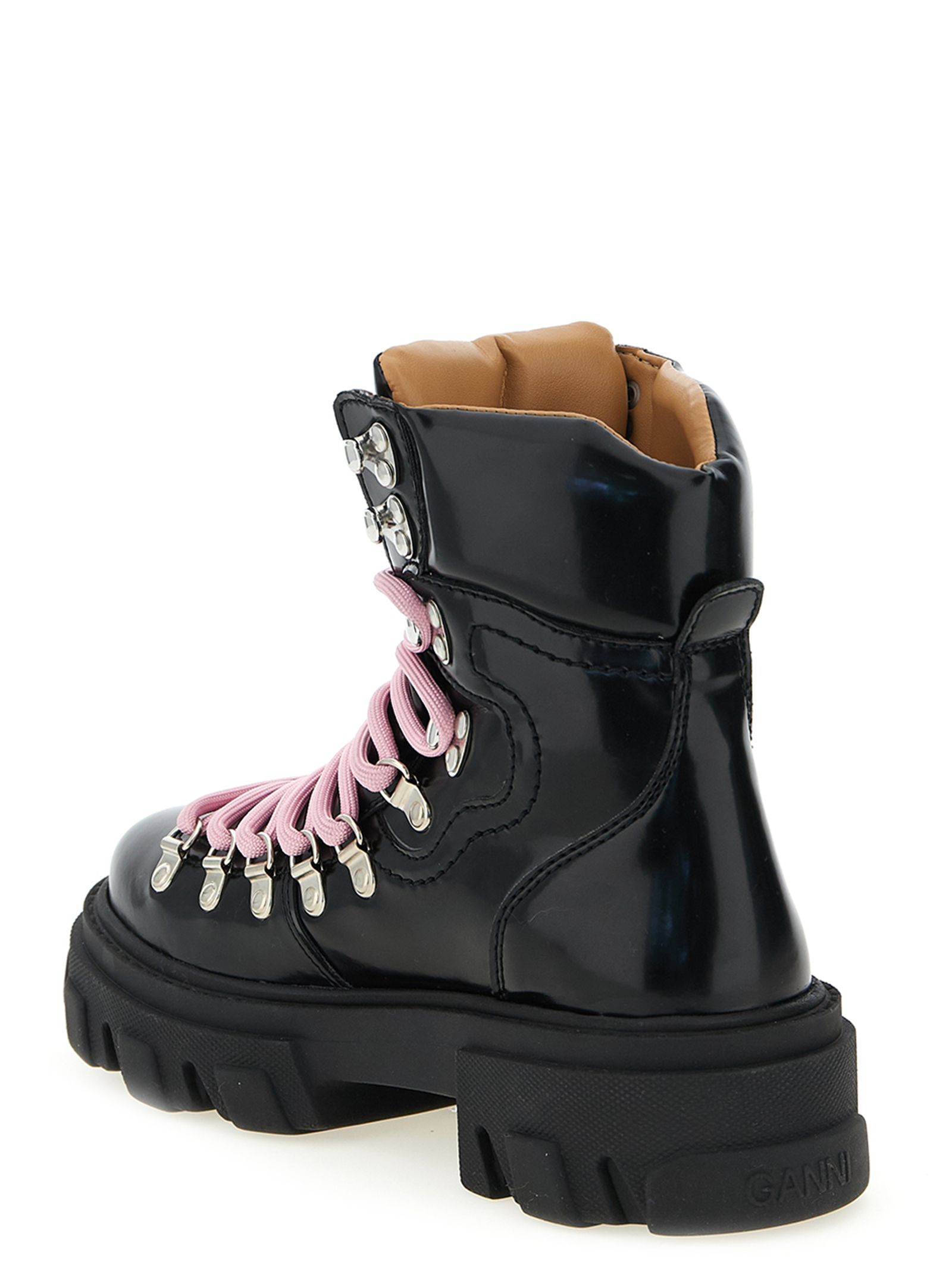Polyester Lace-Up Women's Boots - Ganni - Modalova