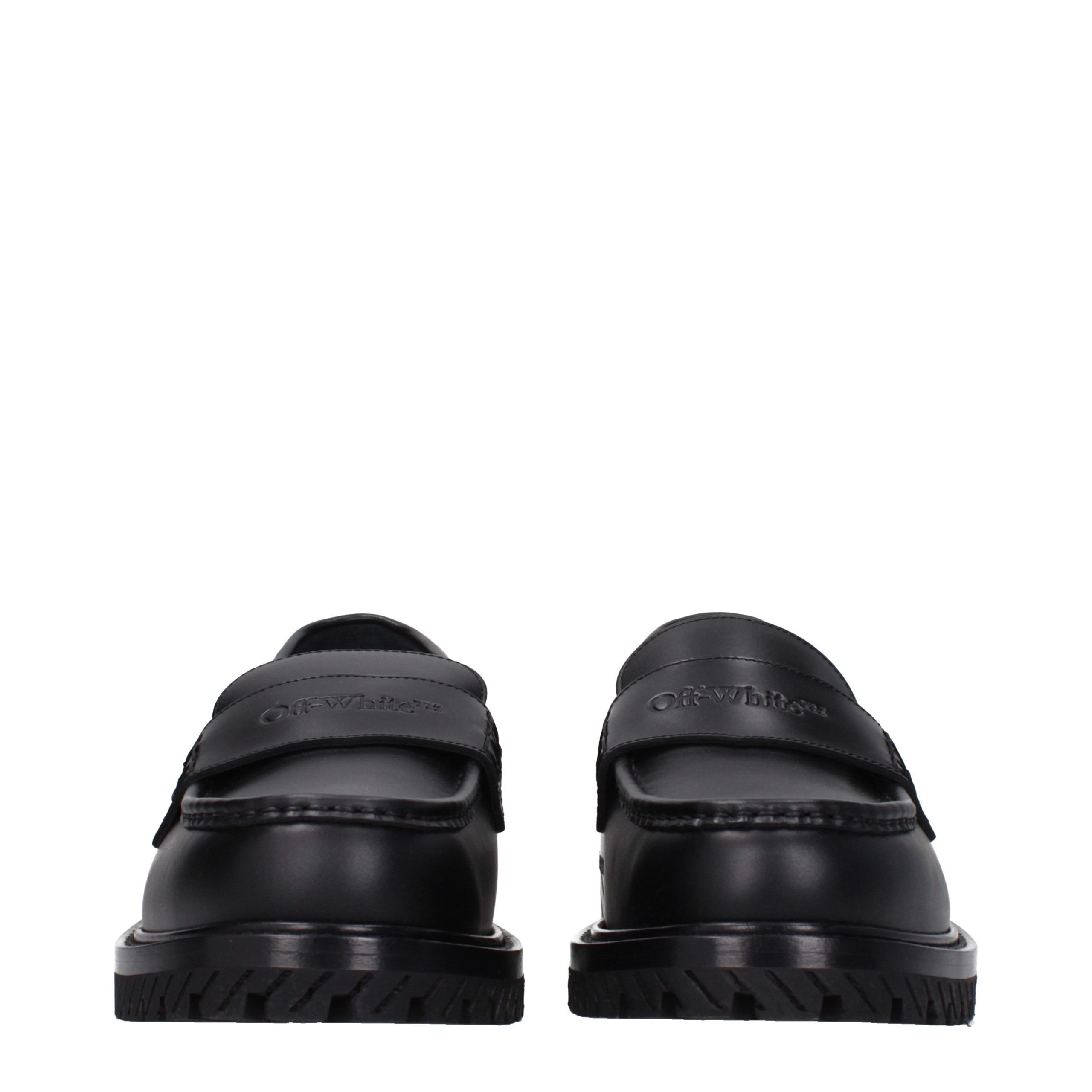 Leather Slip-On Men's Loafers - Off-White - Modalova