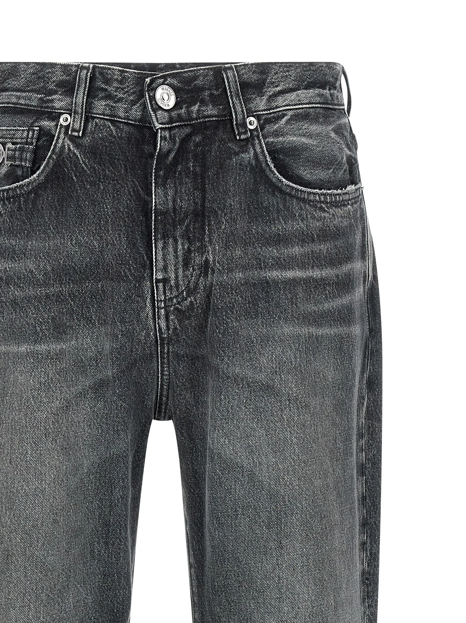 Cotton Straight-Leg Men's Jeans - Versace - Modalova