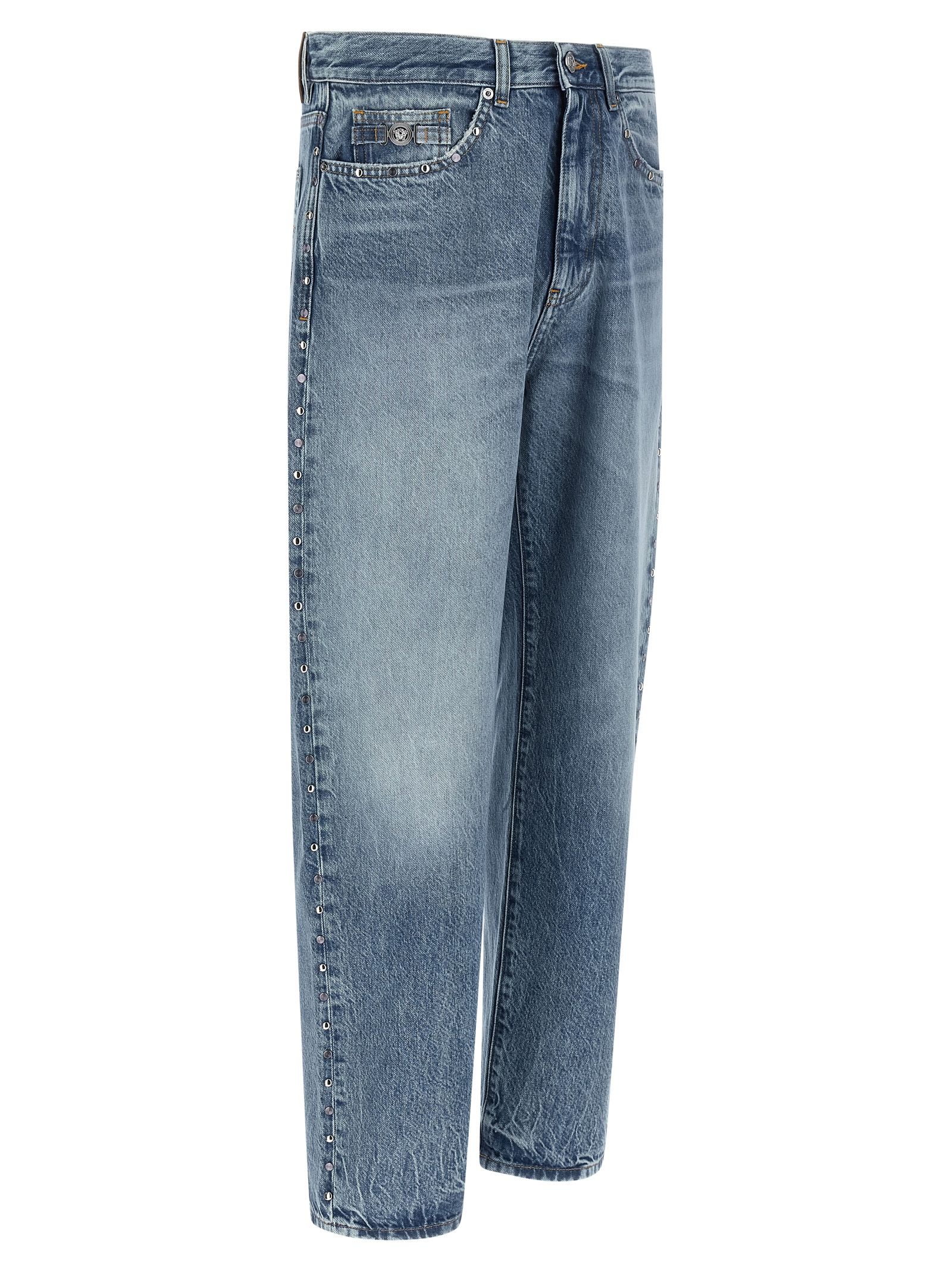 Cotton Straight-Leg Men's Jeans - Versace - Modalova