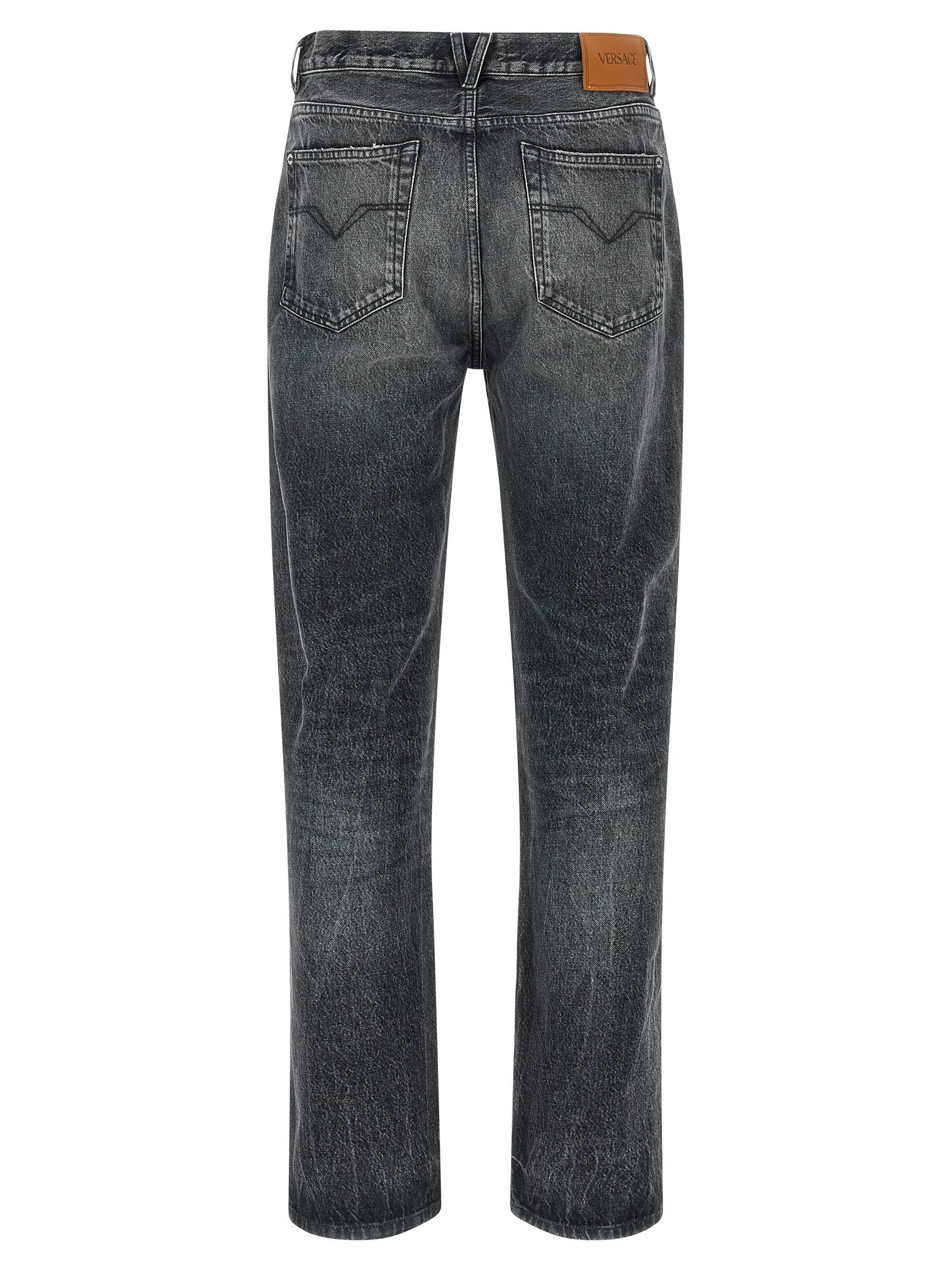 Cotton Straight-Leg Men's Jeans - Versace - Modalova