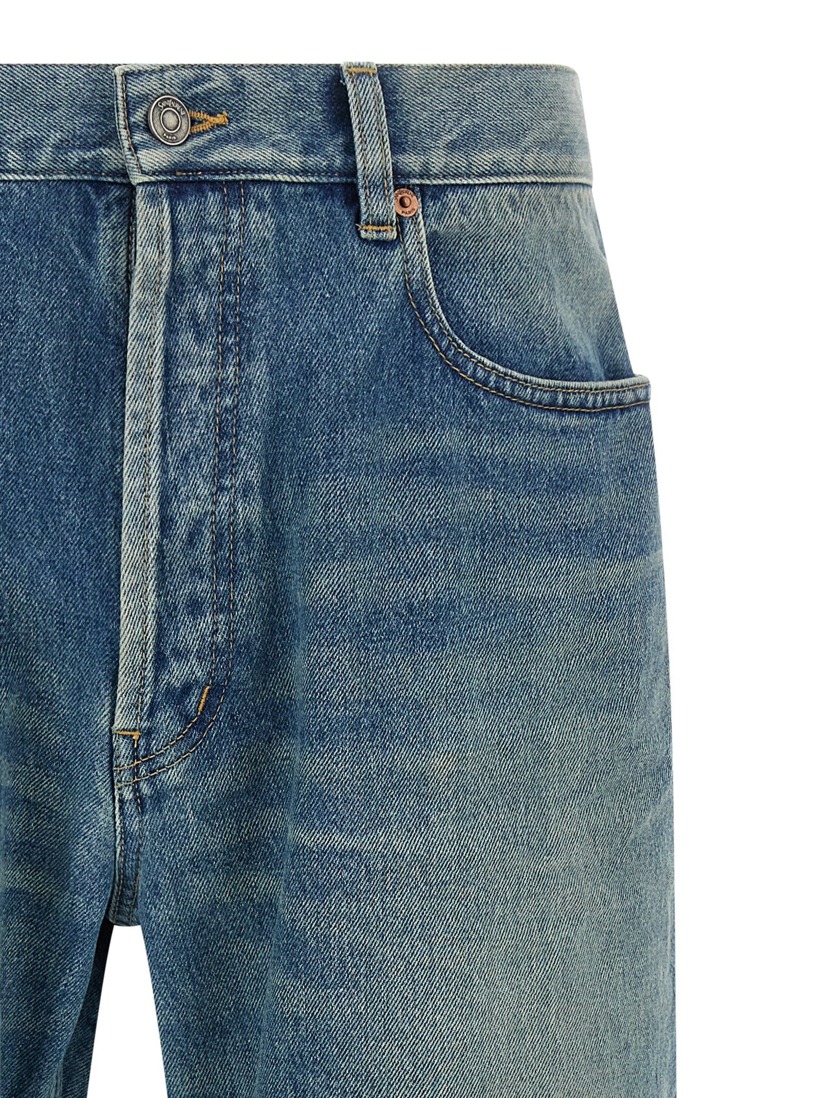 Cotton Straight-Leg Men's Jeans - Saint Laurent - Modalova