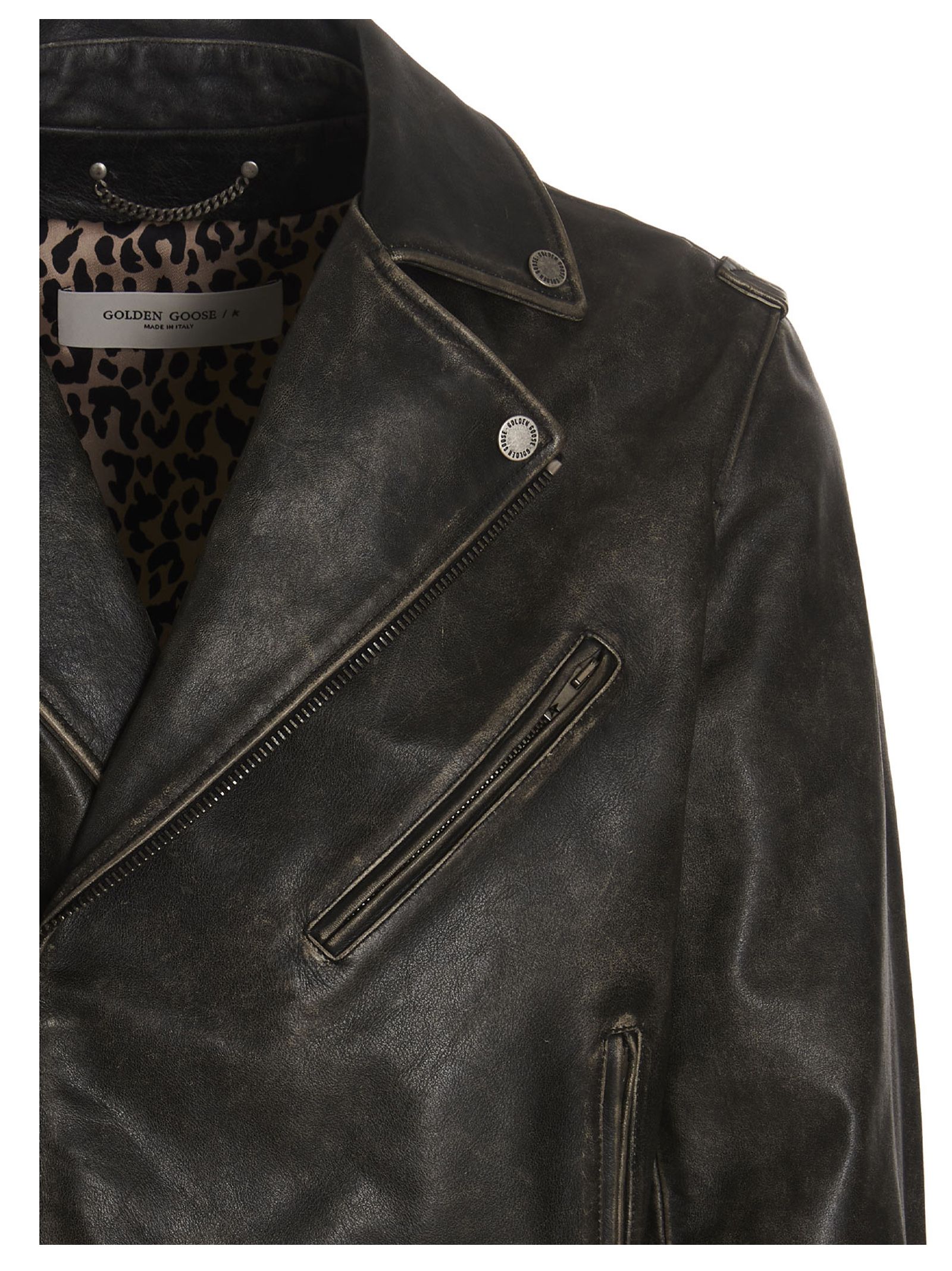 Calfskin Leather Men's Jacket - Golden Goose - Modalova