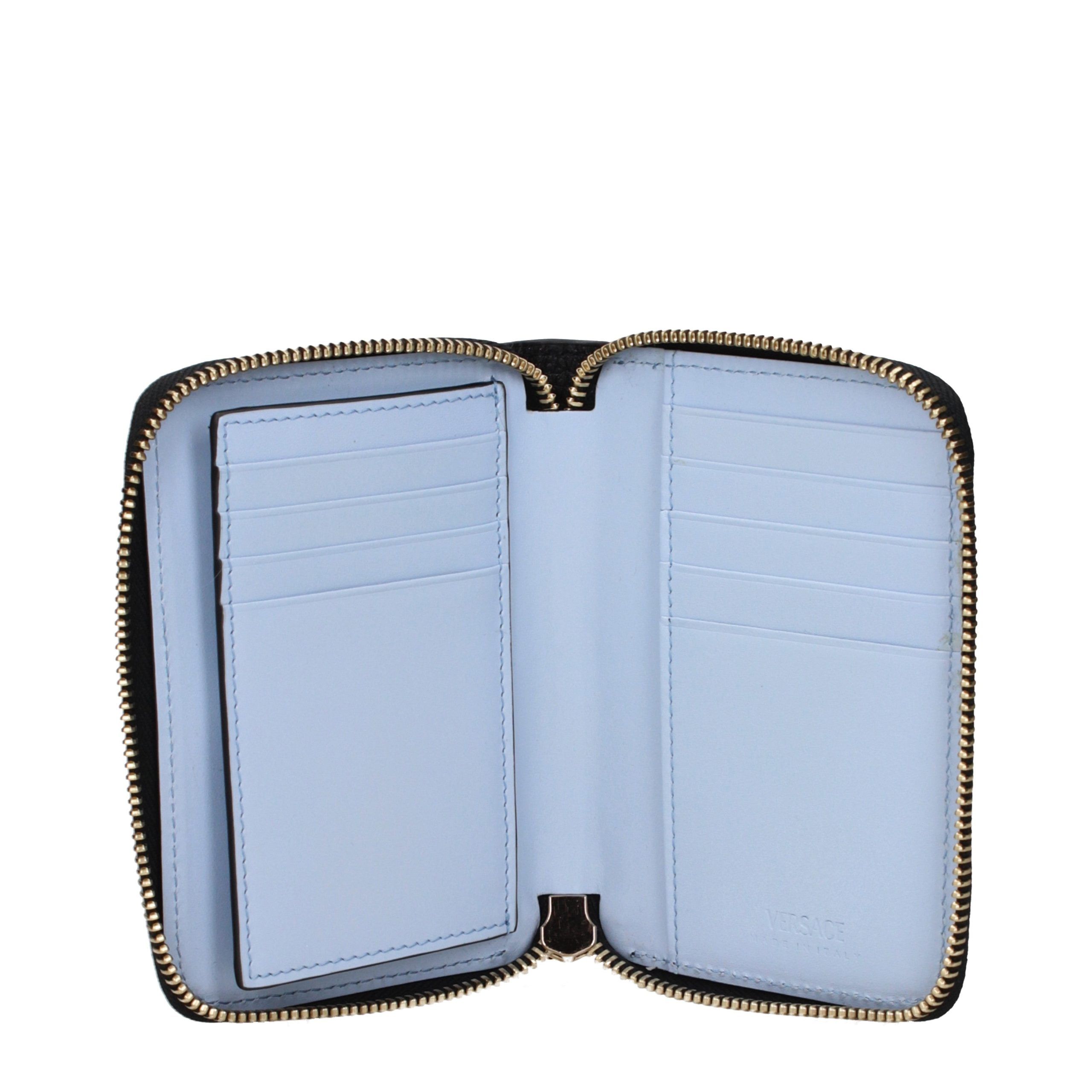 Versace Black Leather Men's Wallet - Versace - Modalova