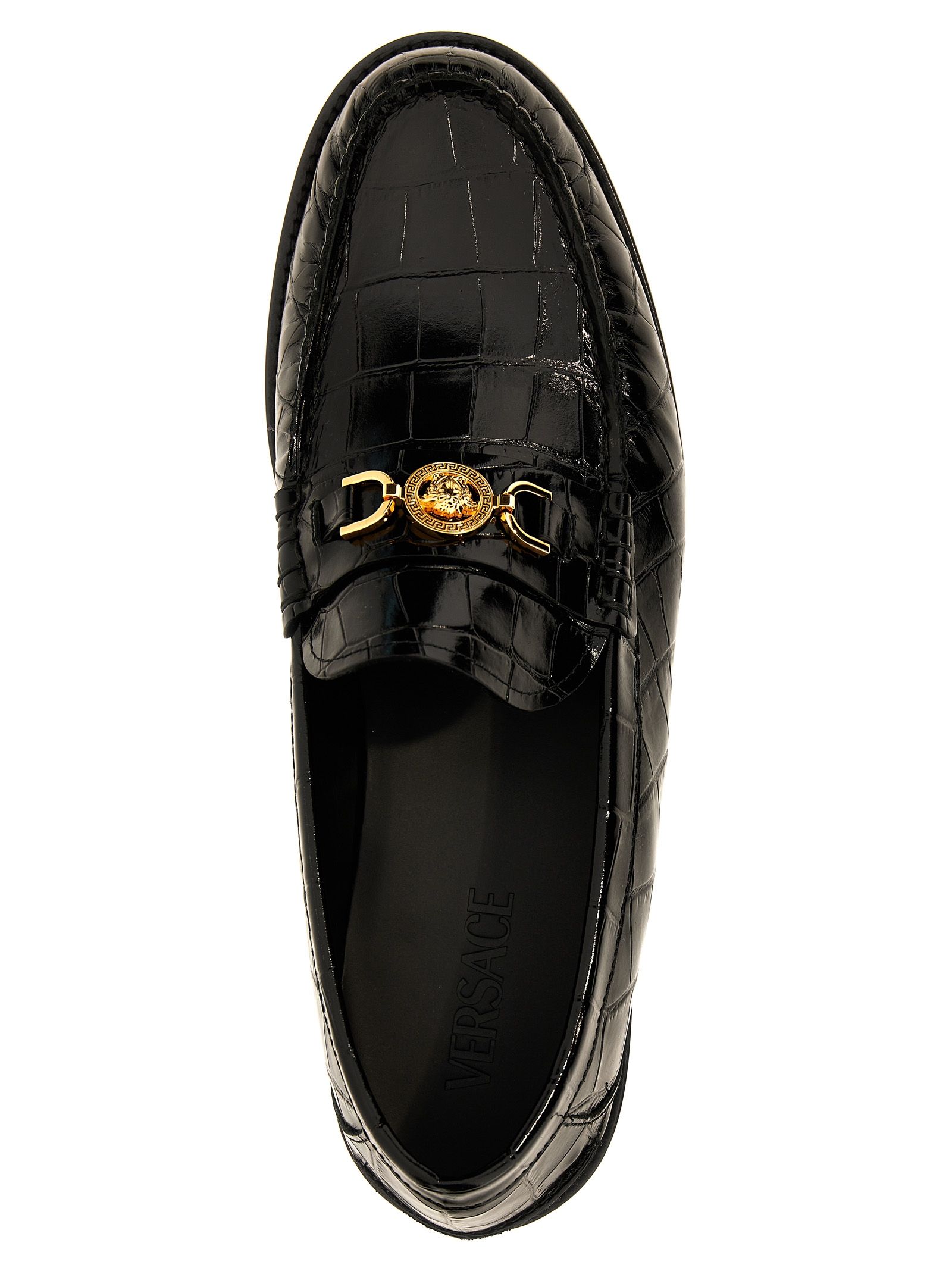 Velvet Leather Slip-On Men's Loafers - Versace - Modalova