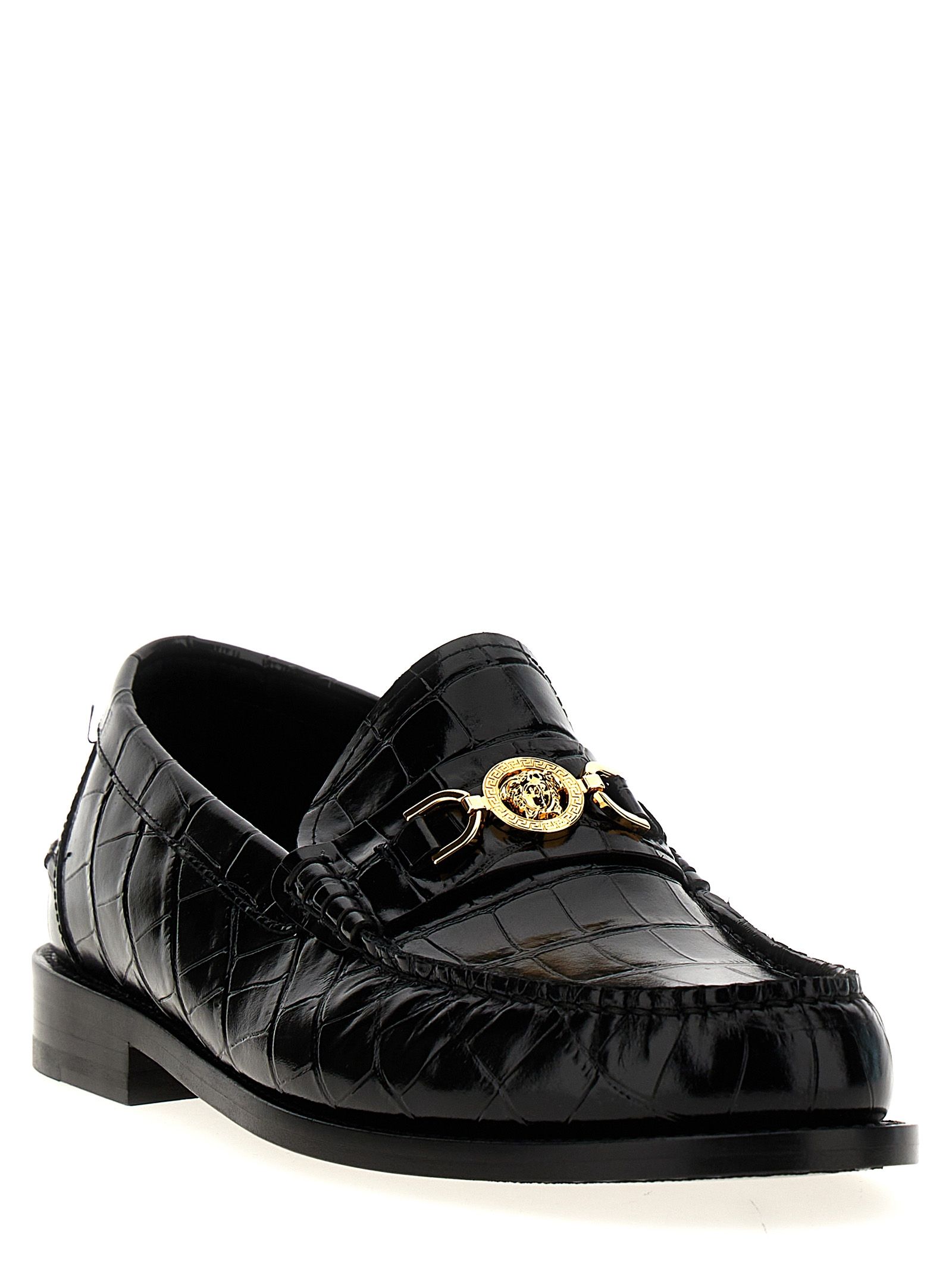 Velvet Leather Slip-On Men's Loafers - Versace - Modalova