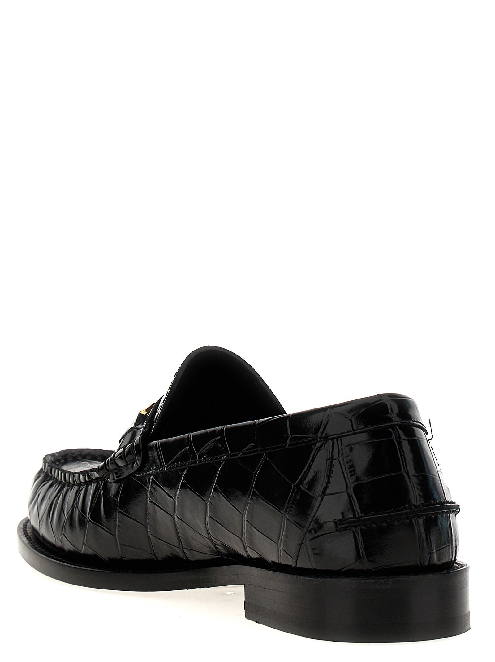 Velvet Leather Slip-On Men's Loafers - Versace - Modalova