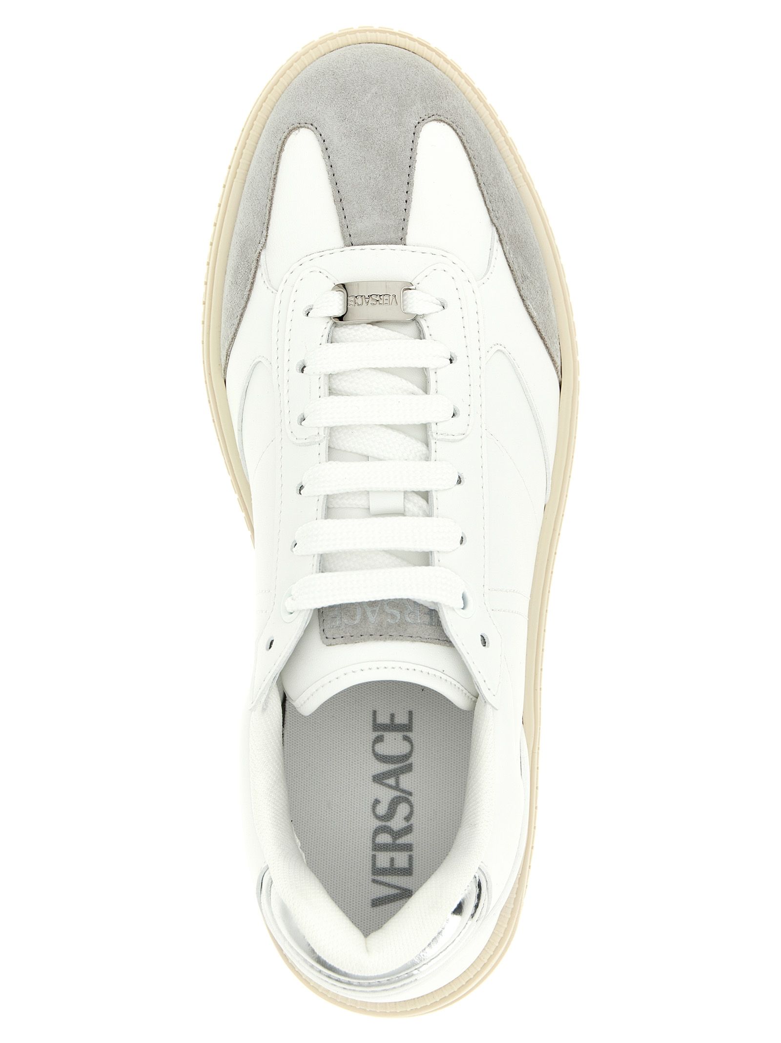 Calfskin Low Top Men's Sneakers - Versace - Modalova