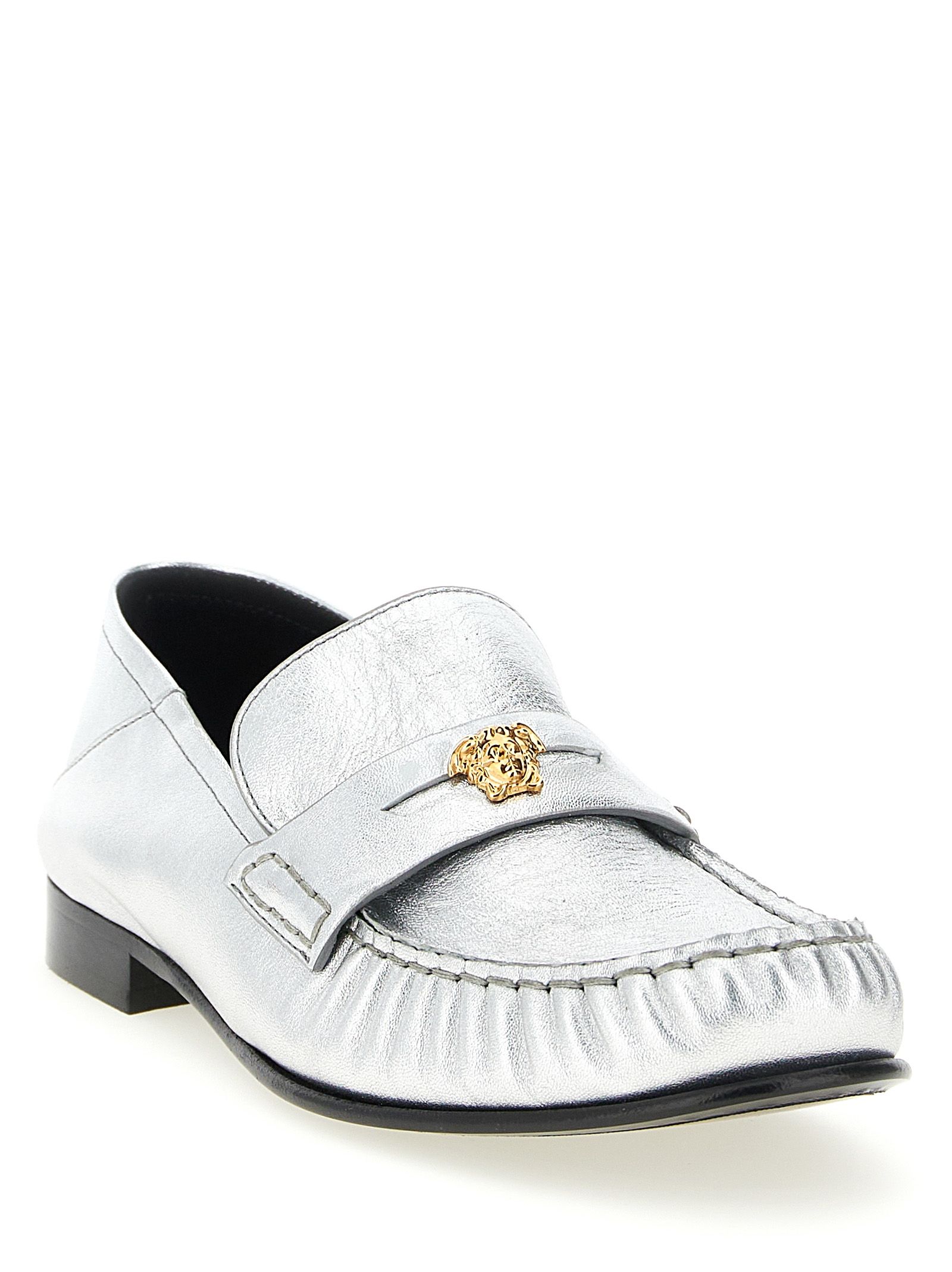 Lamb Leather Slip-On Women's Loafers - Versace - Modalova
